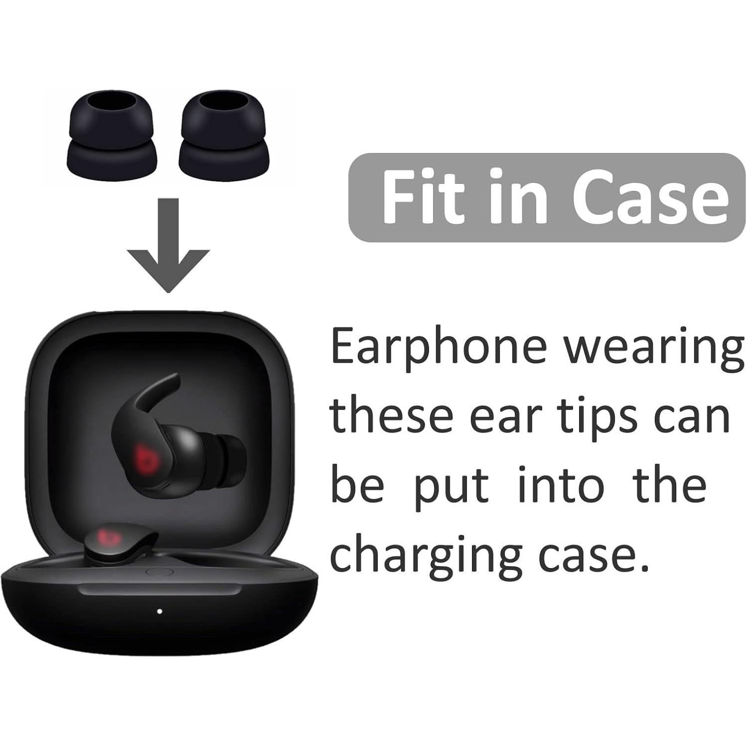 6 Puntas de Silicona Doble Flange para Beats Fit Pro - Negro