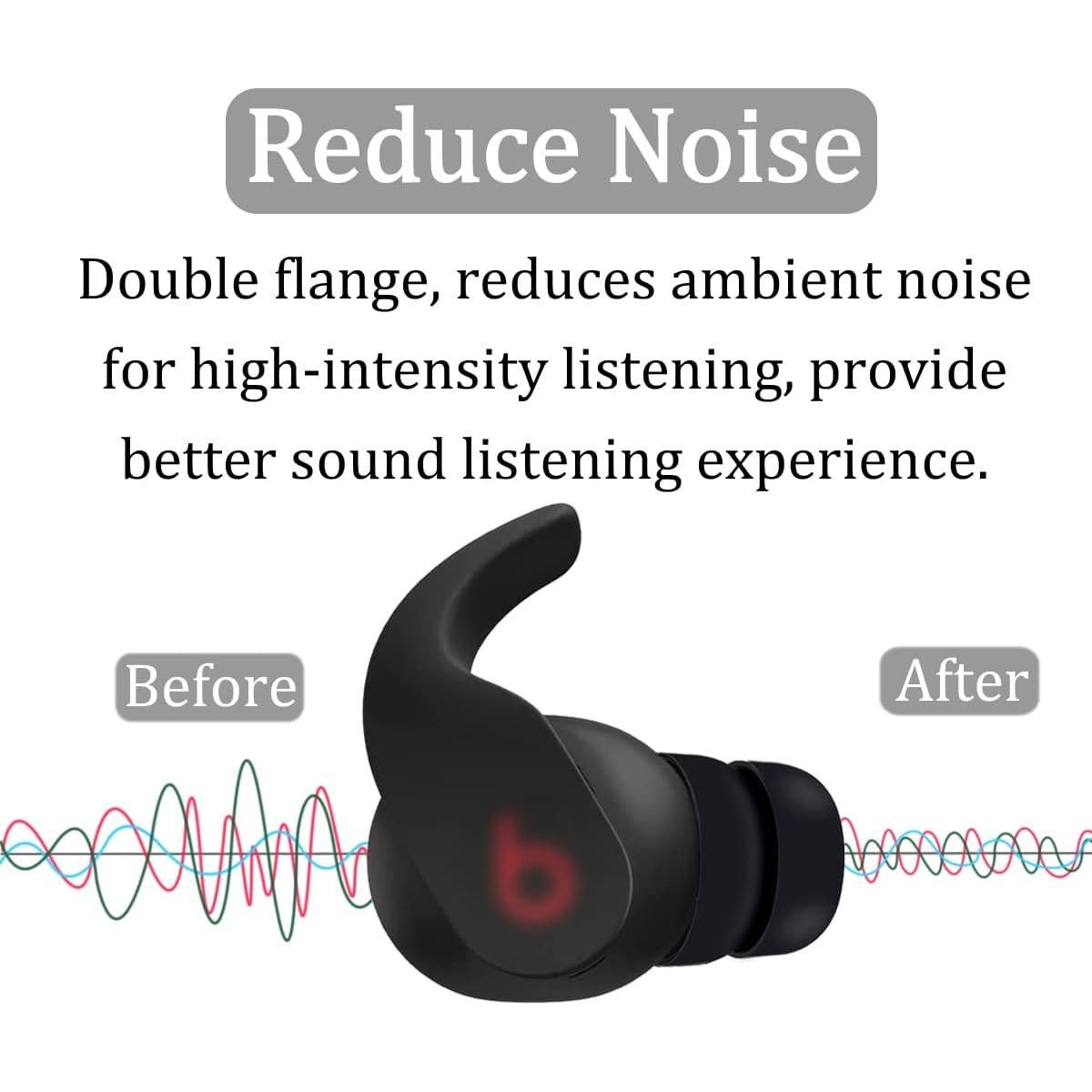 6 Puntas de Silicona Doble Flange para Beats Fit Pro - Negro