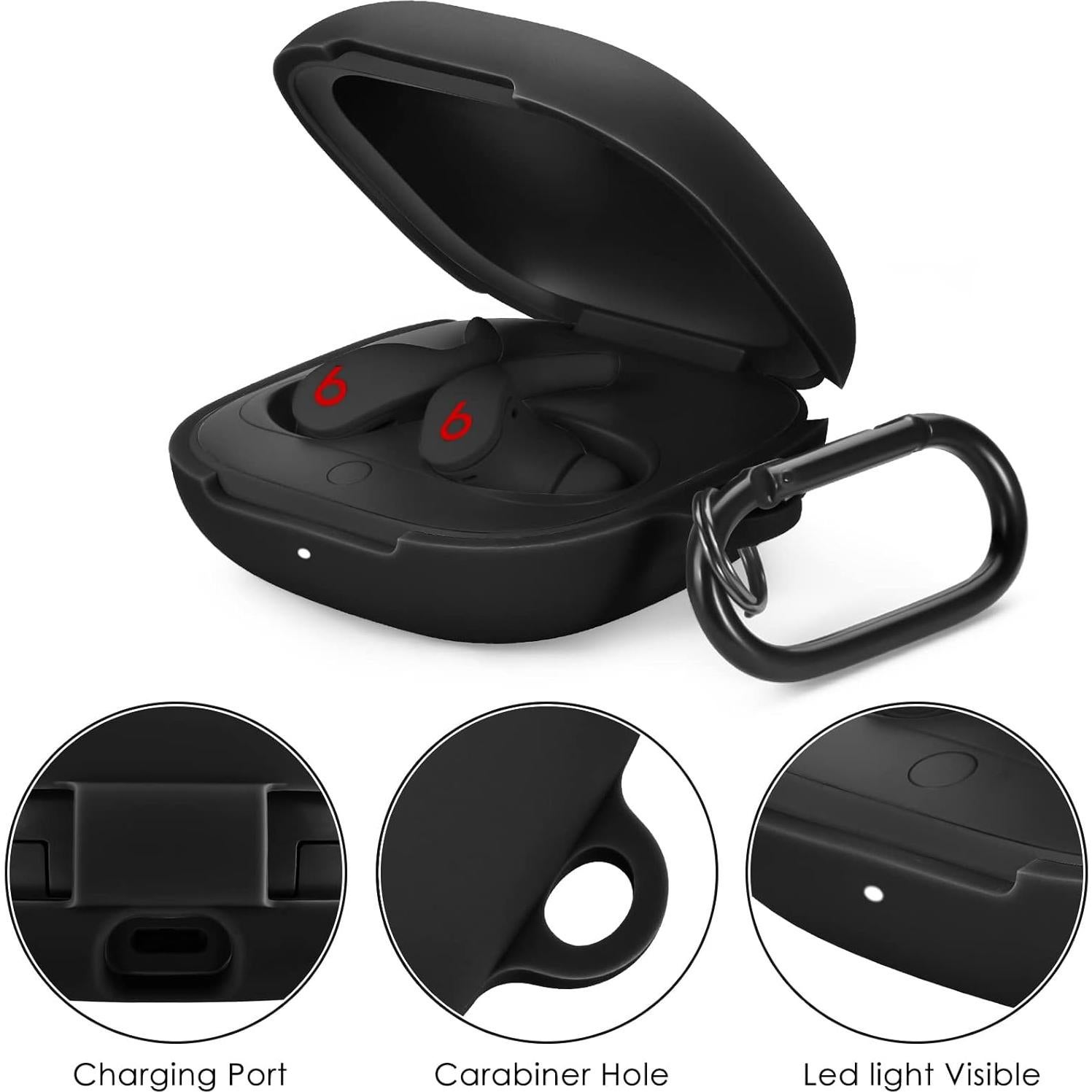 Funda Protectora VISOOM para Auriculares Beats Fit Pro 2021 - Silicona Negra