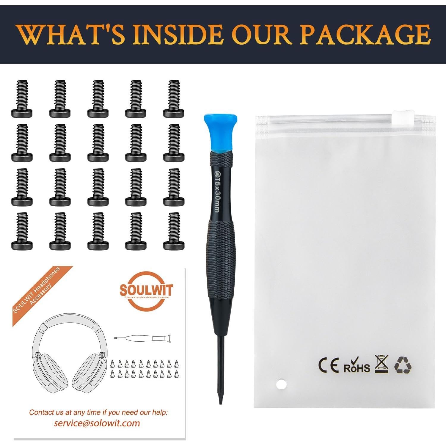 Tornillos de Reemplazo SOULWIT para Auriculares Beats Studio 20pcs