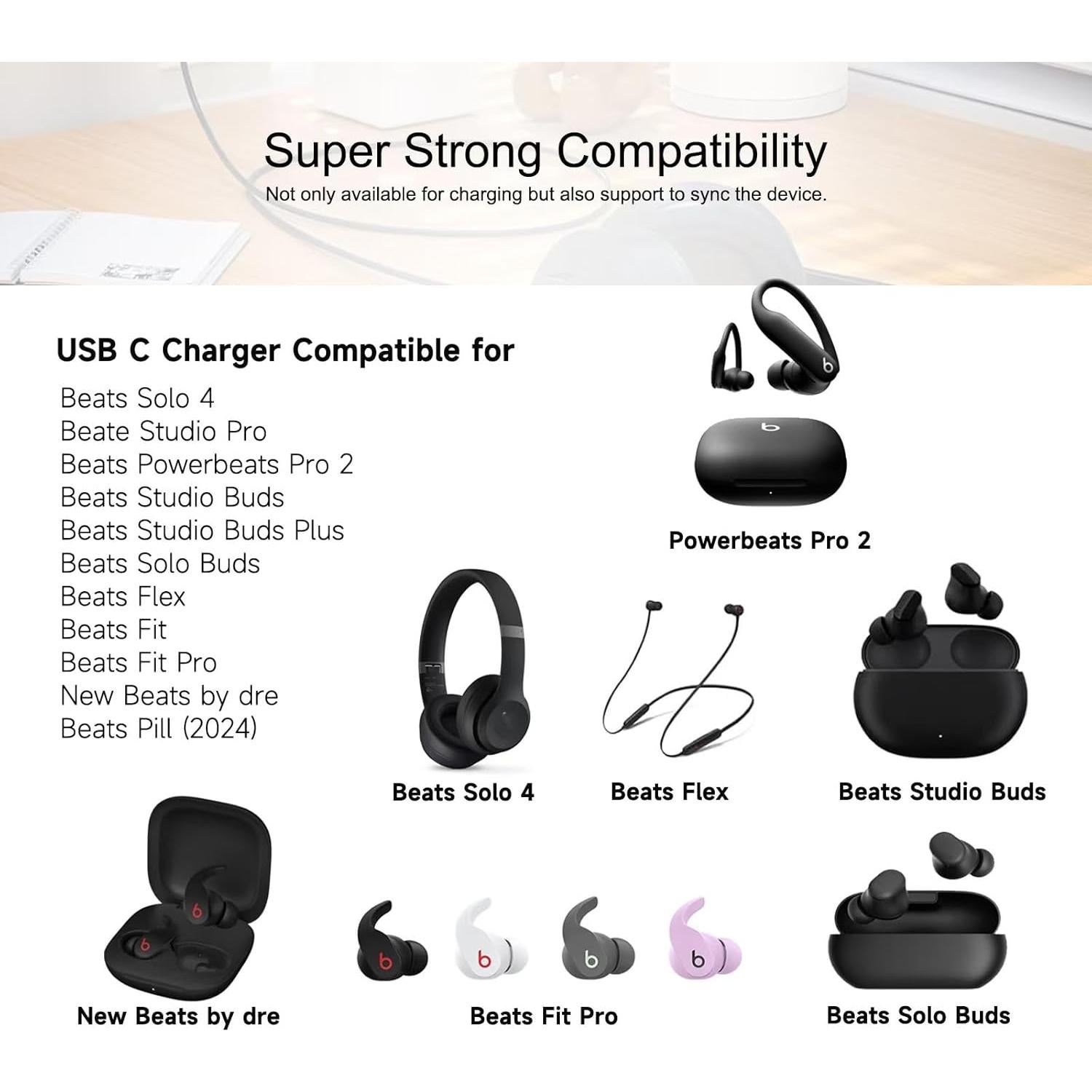 Adaptador Cargador USB Tipo C 20W para Auriculares Beats