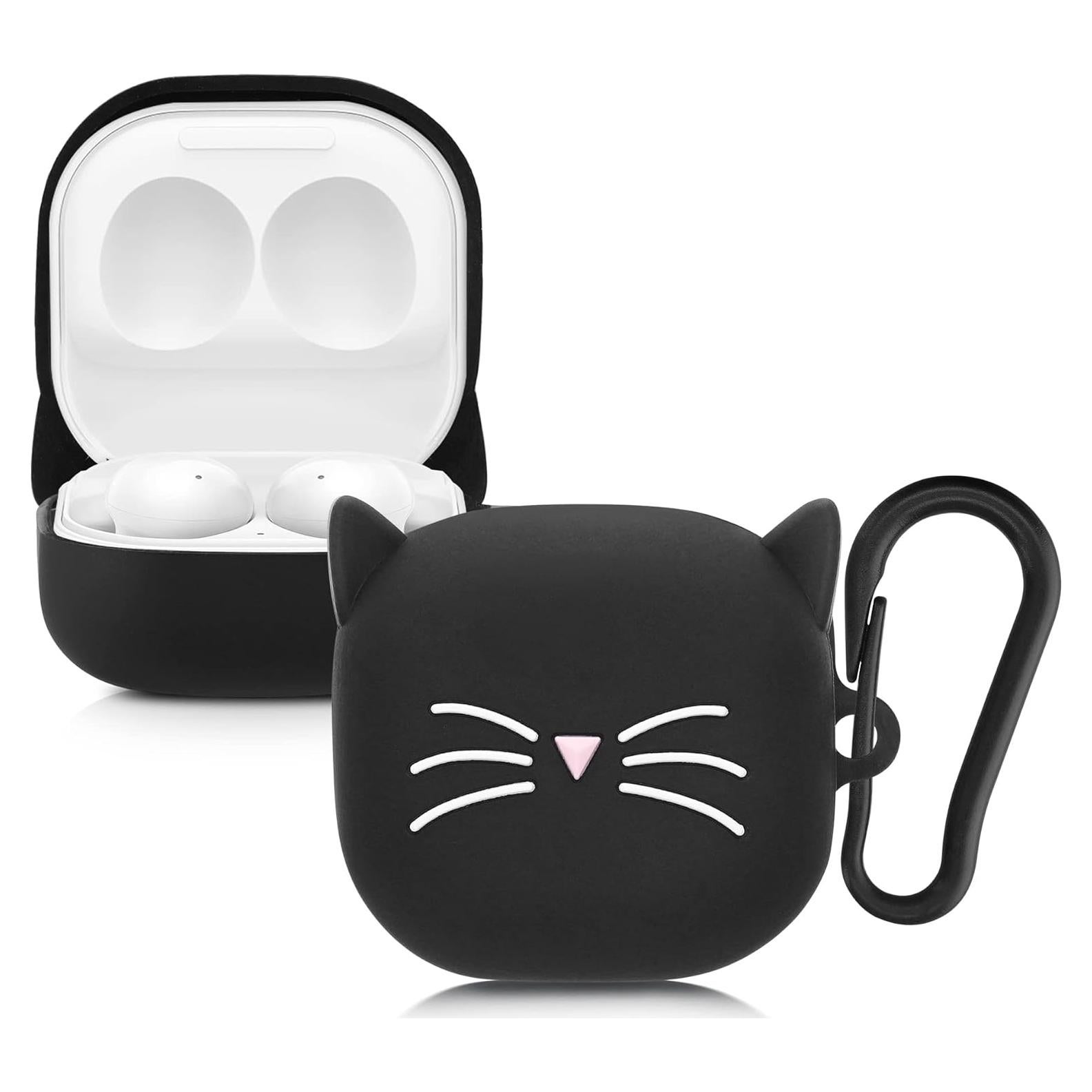 Funda de Silicona KW-Mobile para Samsung Galaxy Buds 2 Pro/2/Live - Gato Negro/Blanco