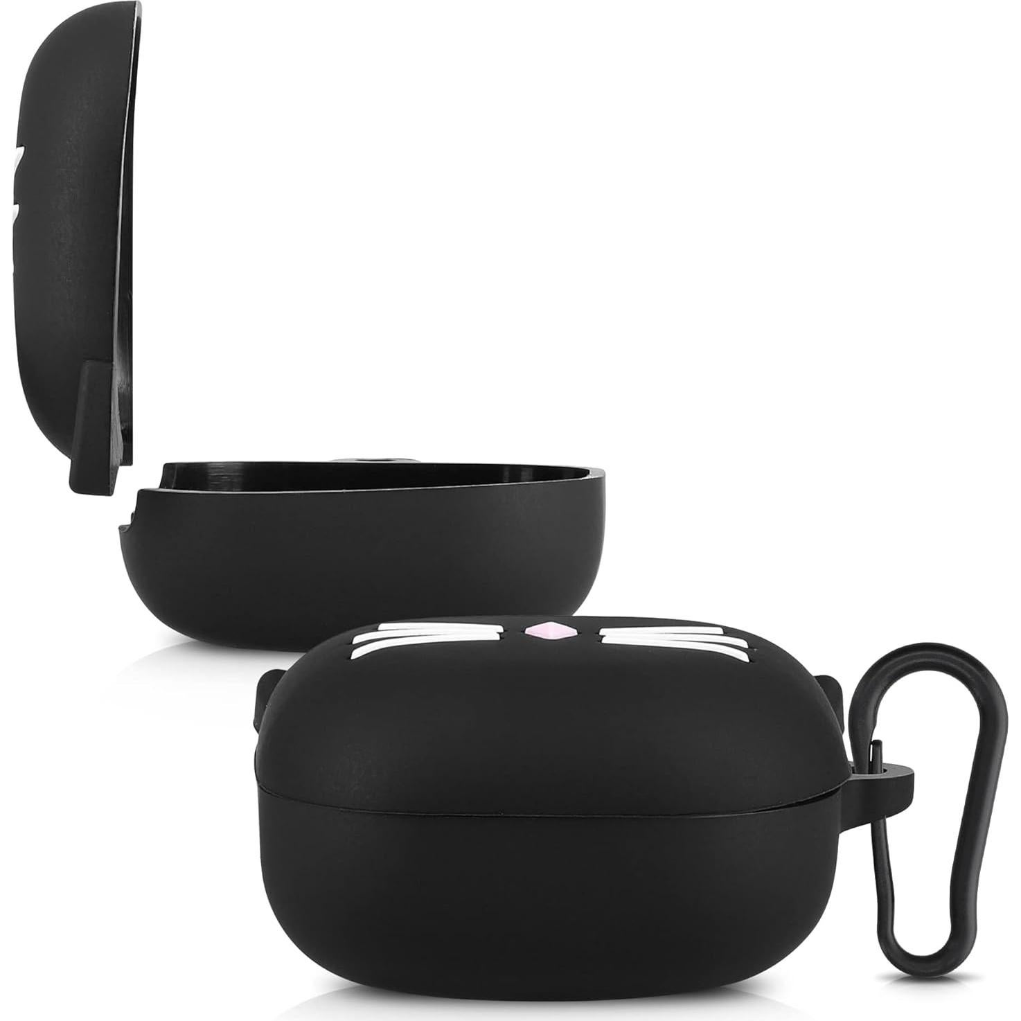 Funda de Silicona KW-Mobile para Samsung Galaxy Buds 2 Pro/2/Live - Gato Negro/Blanco