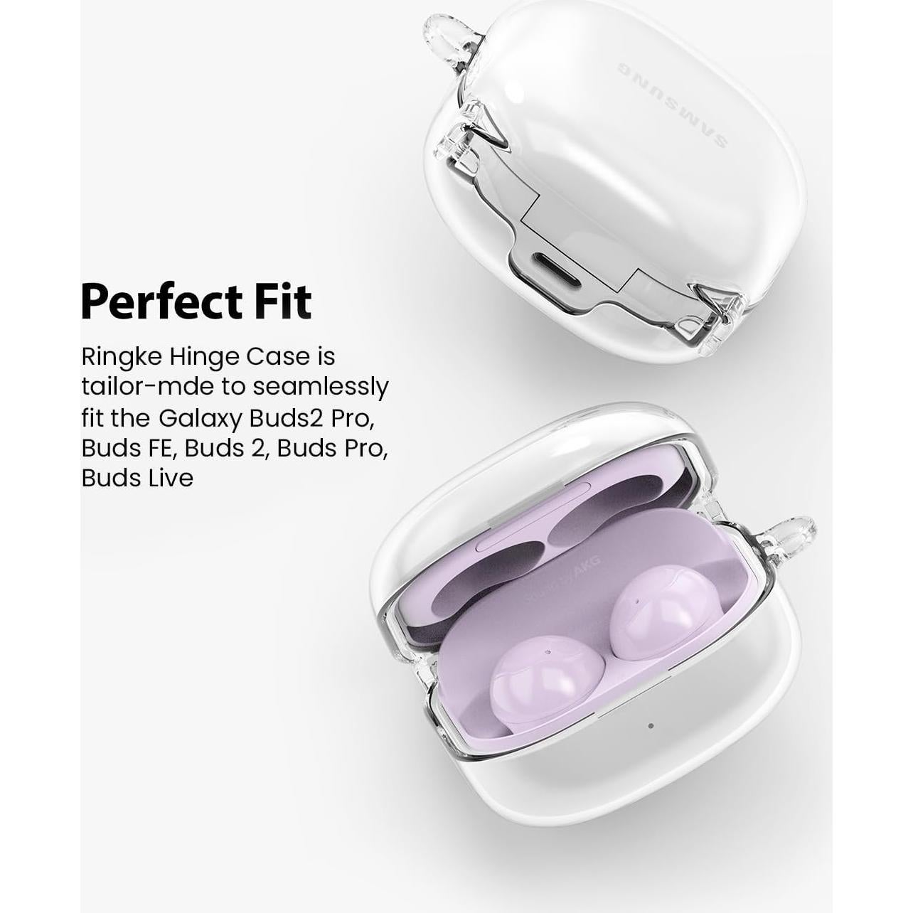 Funda Ringke Hinge Transparente para Galaxy Buds 2 Pro y más