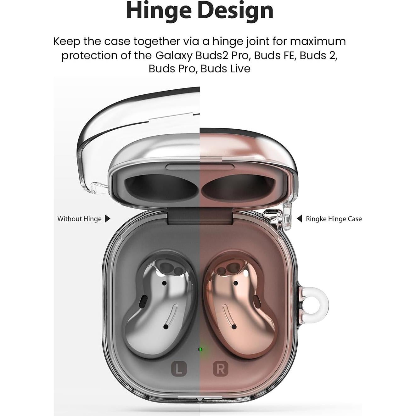 Funda Ringke Hinge Transparente para Galaxy Buds 2 Pro y más