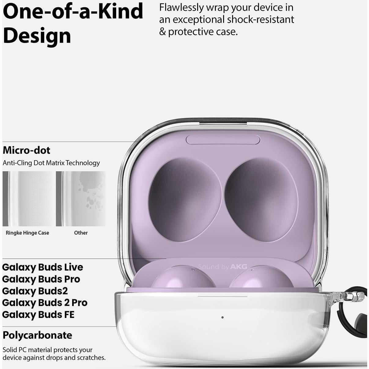 Funda Ringke Hinge Transparente para Galaxy Buds 2 Pro y más