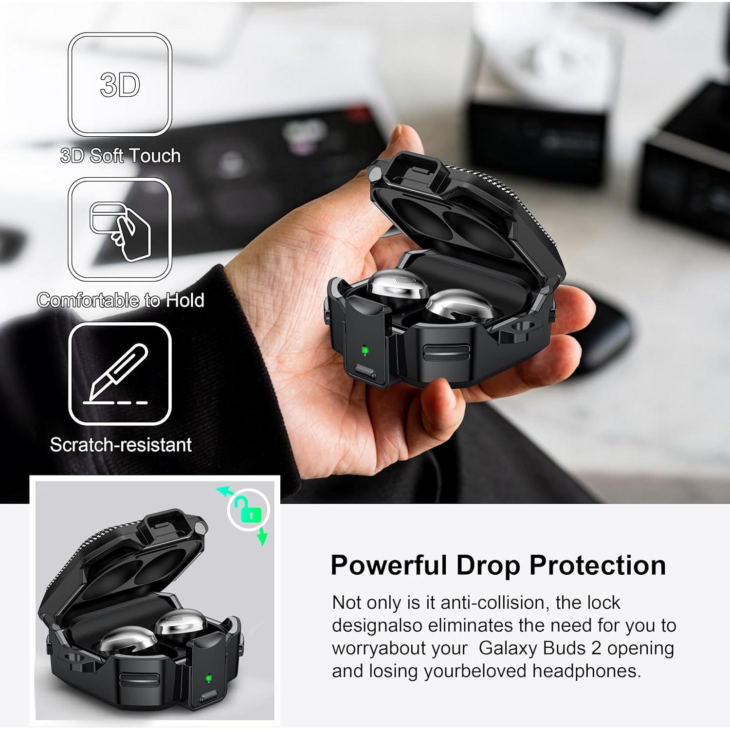 Funda de Carbono RFUNGUANGO para Galaxy Buds 2 Pro/Live/FE