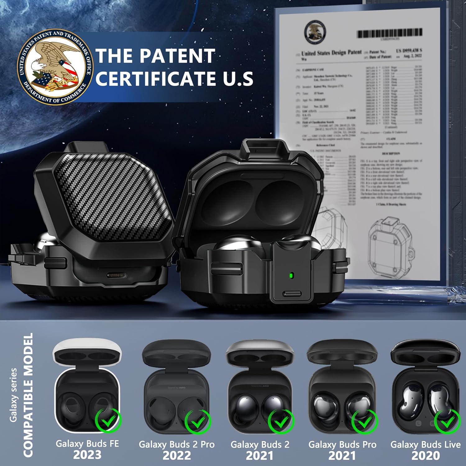 Funda Dura Galafoki Fibra de Carbono con Cerradura para Galaxy Buds