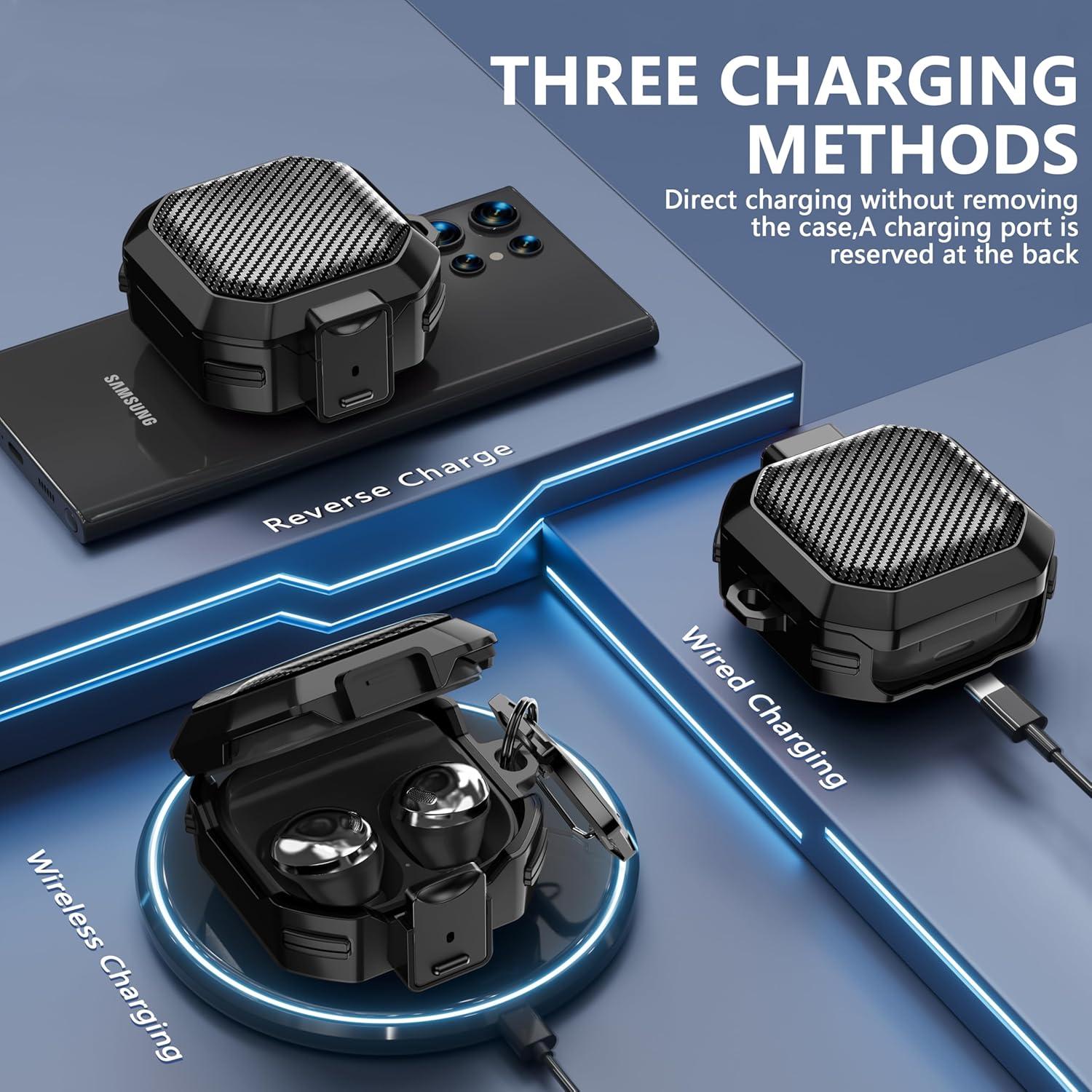 Funda Dura Galafoki Fibra de Carbono con Cerradura para Galaxy Buds