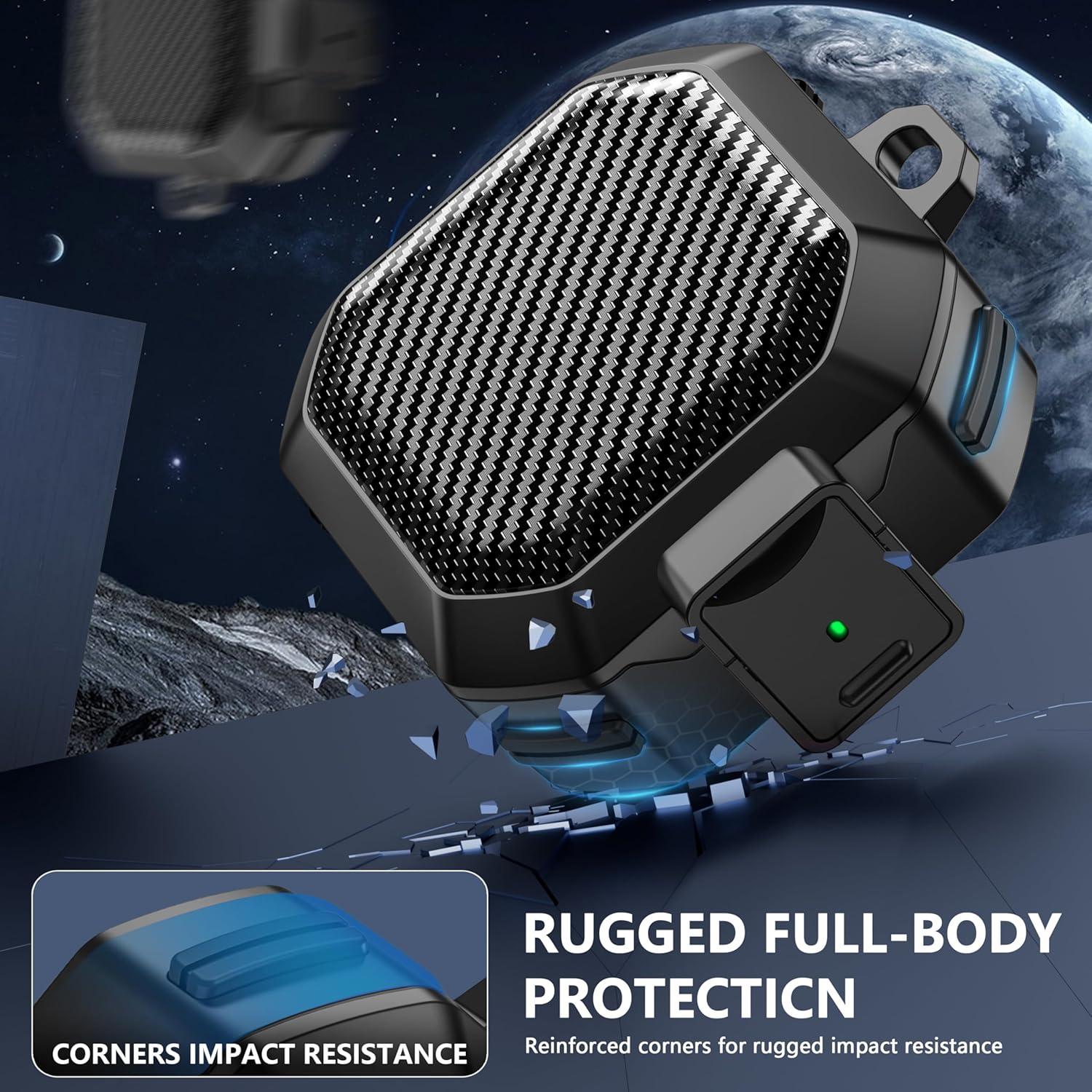 Funda Dura Galafoki Fibra de Carbono con Cerradura para Galaxy Buds