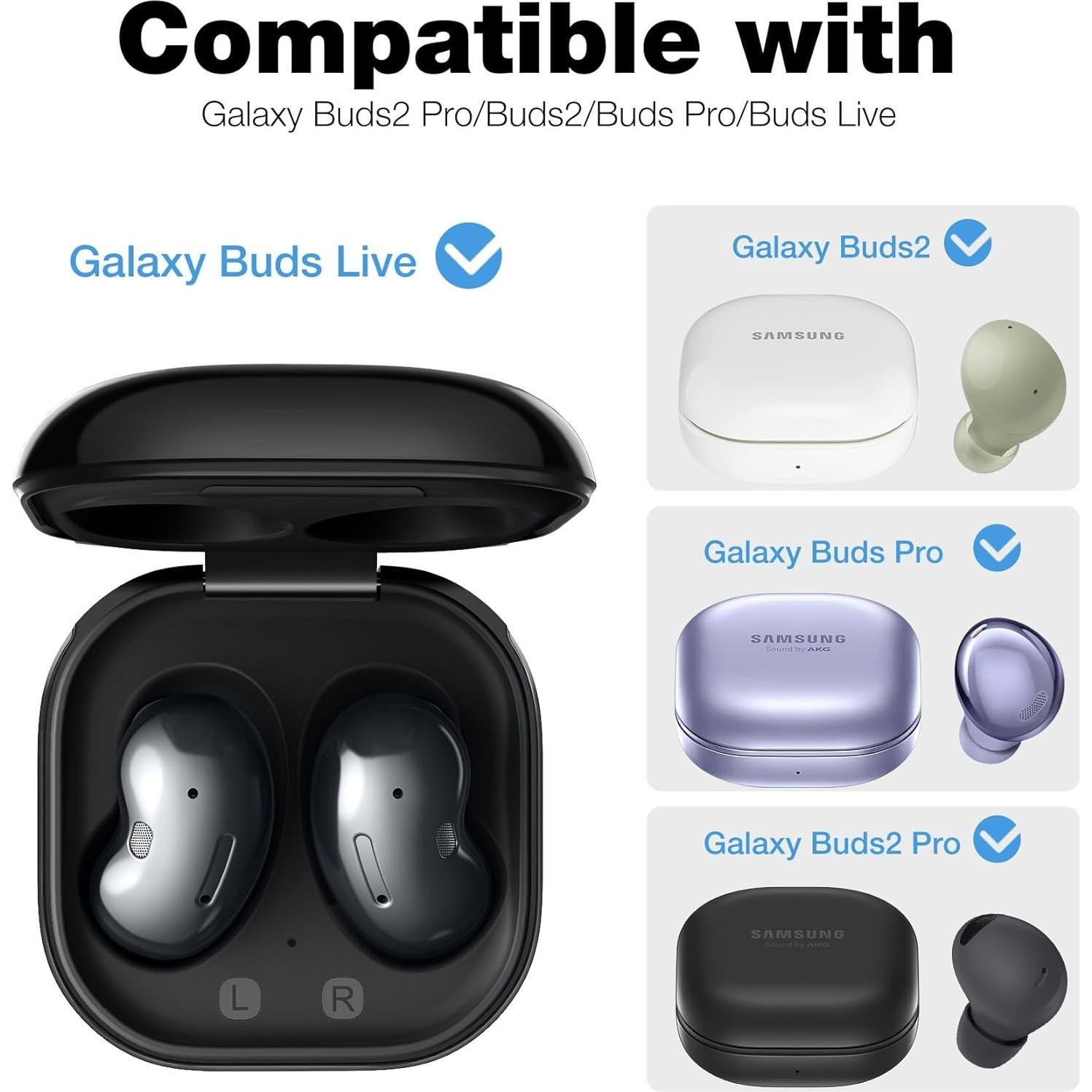 Funda Protectora SURITCH para Galaxy Buds FE/2 Pro/2/Pro/Live - Resistente a Golpes, Negro