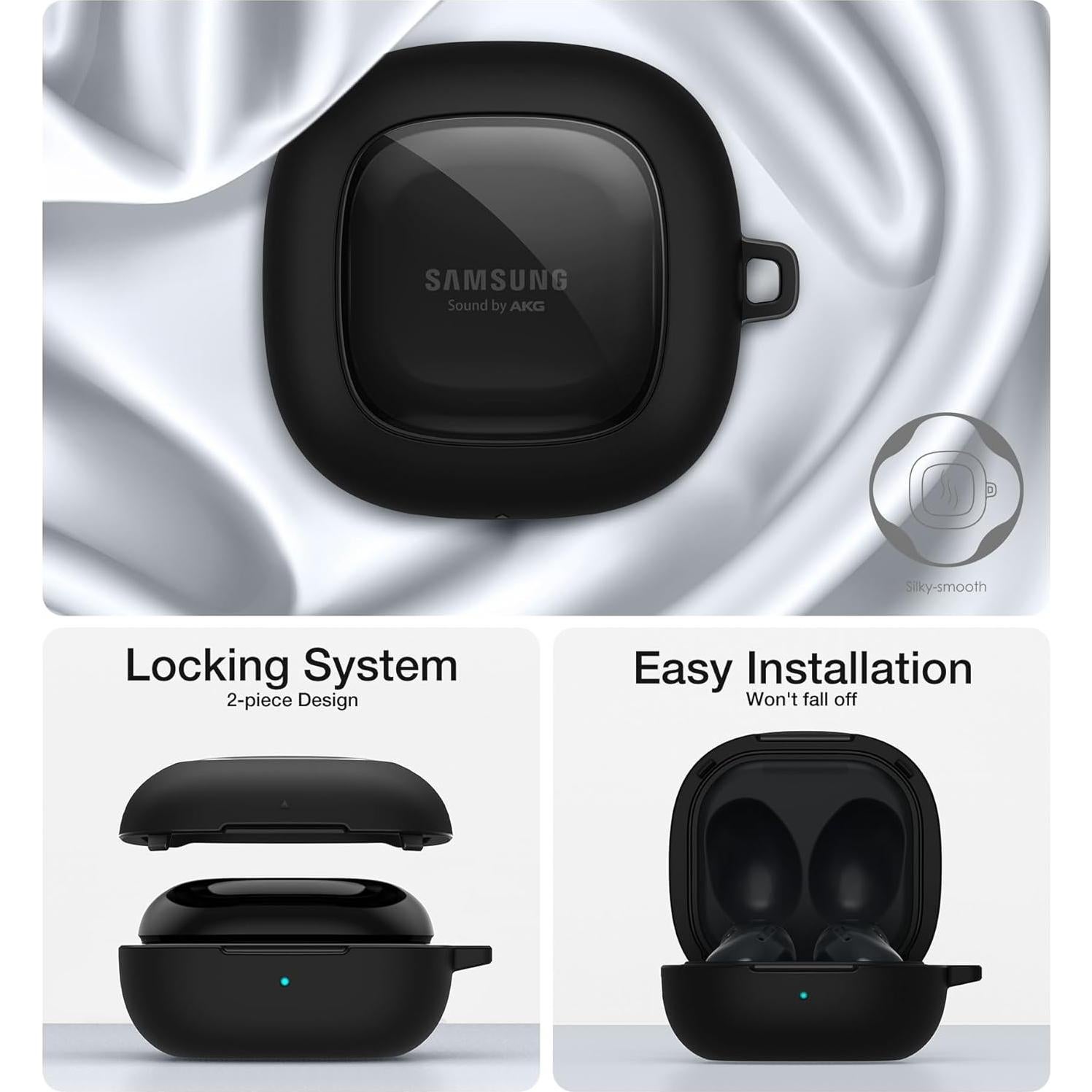 Funda Protectora SURITCH para Galaxy Buds FE/2 Pro/2/Pro/Live - Resistente a Golpes, Negro