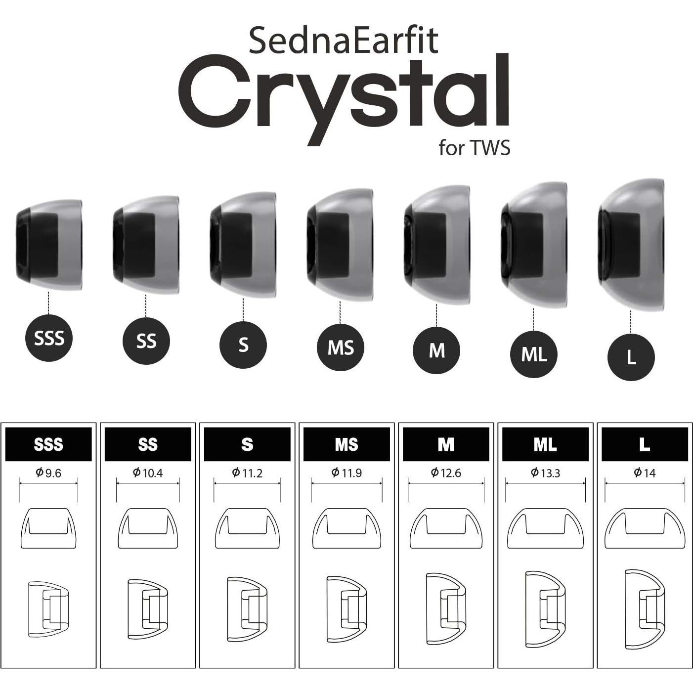 Puntas de Repuesto AZLA SednaEarfit Crystal para TWS MS