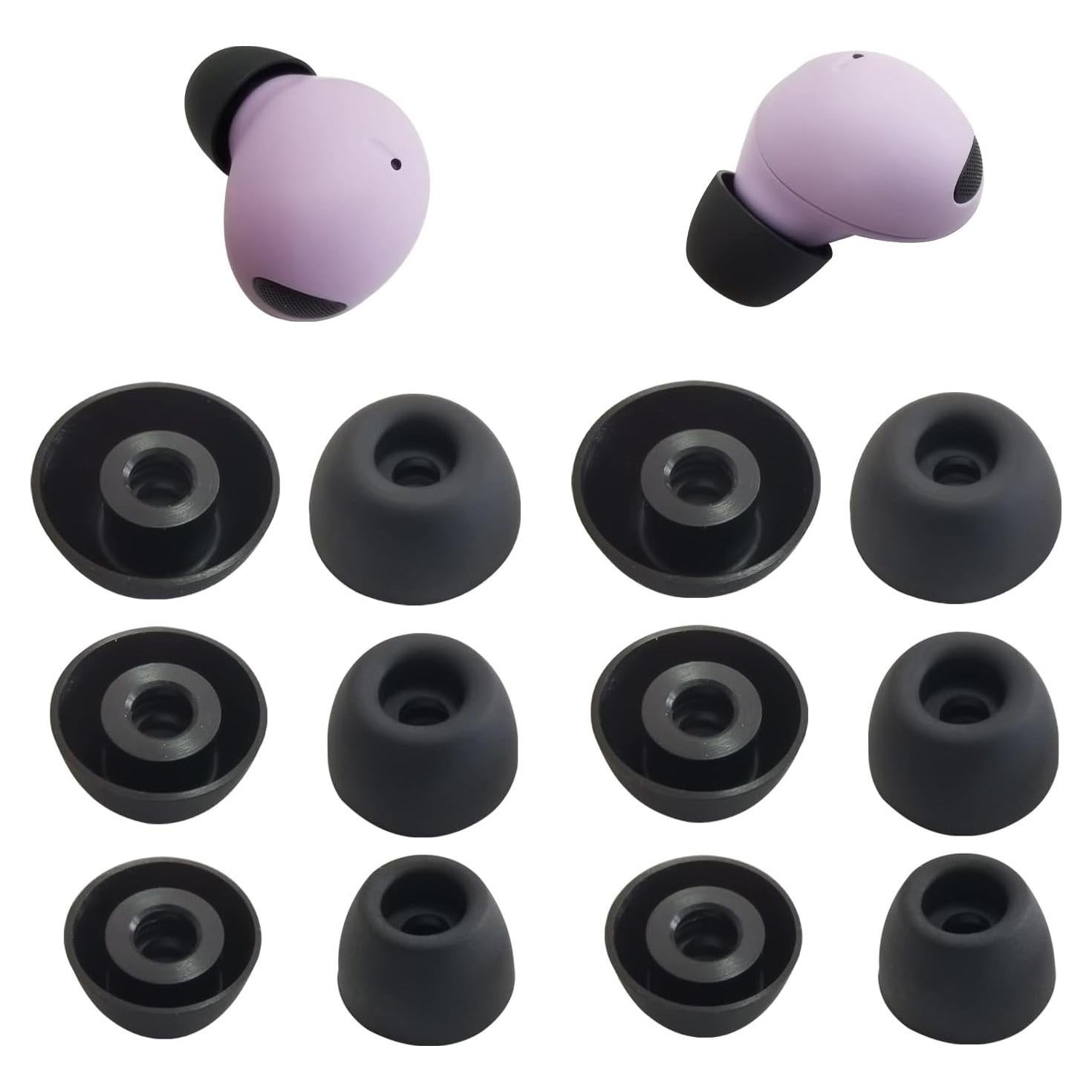 Silicone Ear Tips for Galaxy Buds 2 Pro Earbuds Tips Replacement Ear Tips for Samsung Galaxy Buds 2 Pro Earbuds 6 Pairs LMS Black