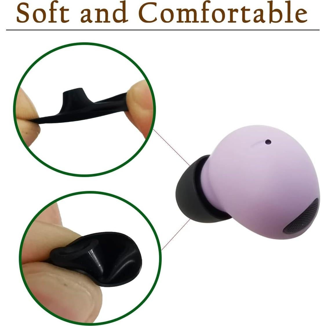 Silicone Ear Tips for Galaxy Buds 2 Pro Earbuds Tips Replacement Ear Tips for Samsung Galaxy Buds 2 Pro Earbuds 6 Pairs LMS Black