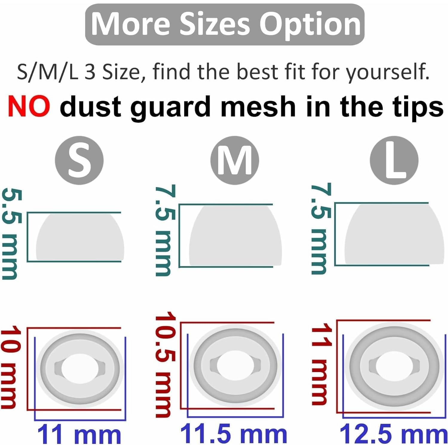 Puntas de oído de silicona JNSA para Galaxy Buds Pro - 12 pares