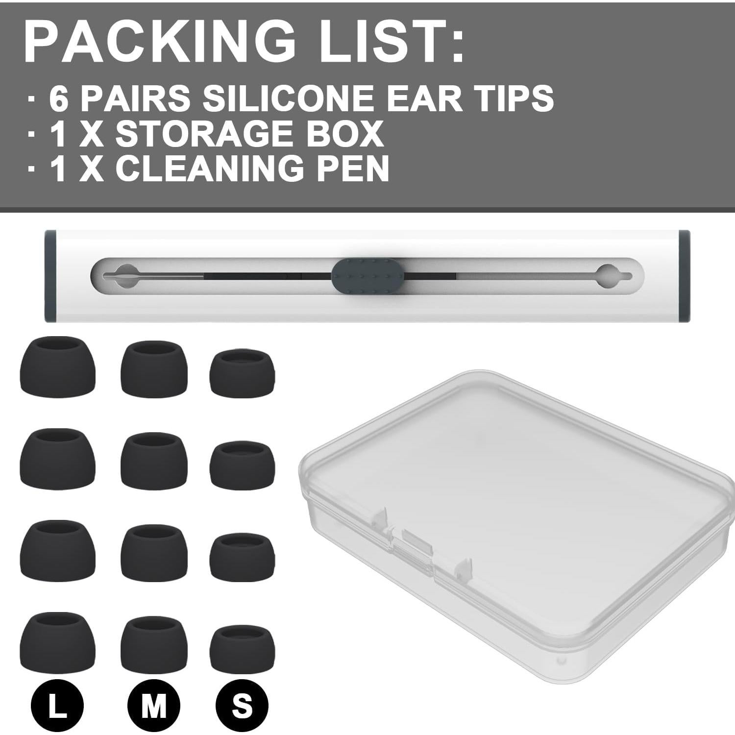 6 Pairs Puntas de Silicona para Samsung Galaxy Buds Pro - Negro