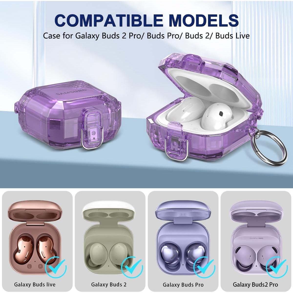 Funda Transparente YIPINJIA para Galaxy Buds 2 Pro/Live - Púrpura