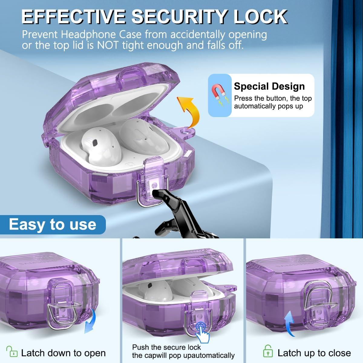 Funda Transparente YIPINJIA para Galaxy Buds 2 Pro/Live - Púrpura