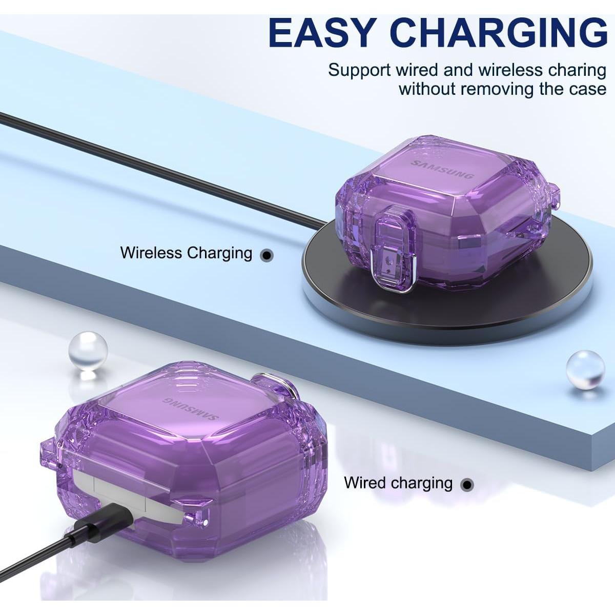 Funda Transparente YIPINJIA para Galaxy Buds 2 Pro/Live - Púrpura