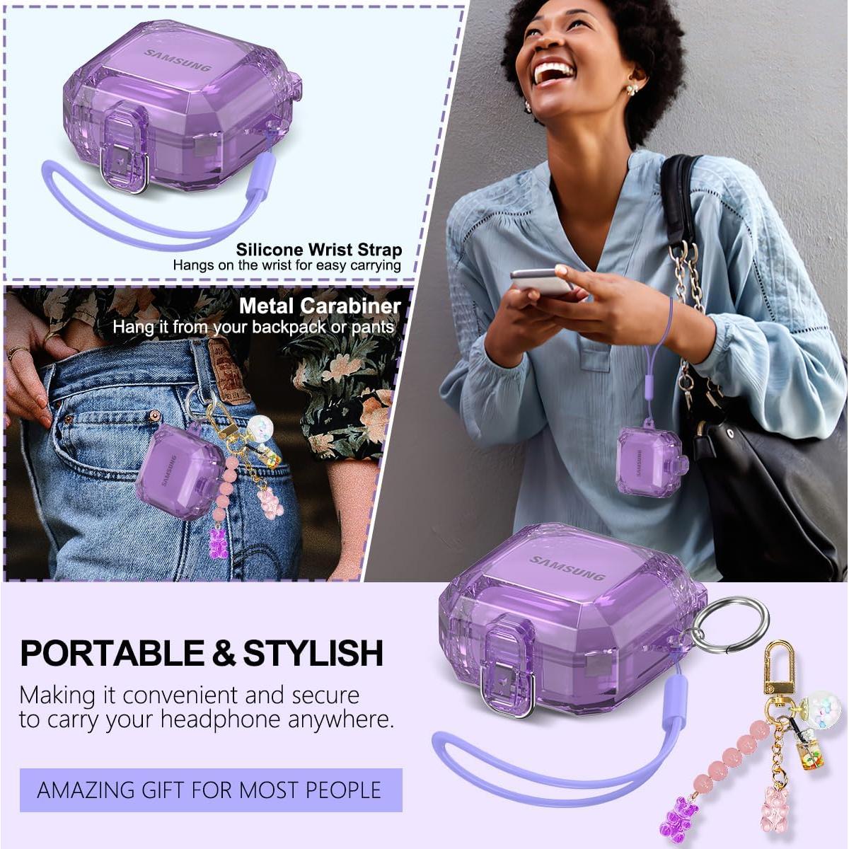 Funda Transparente YIPINJIA para Galaxy Buds 2 Pro/Live - Púrpura