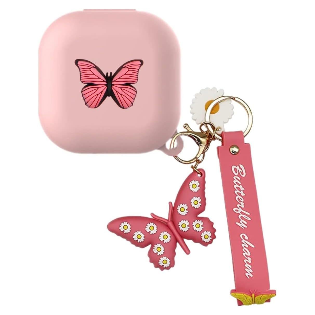 Funda de Silicona Rosa para Samsung Galaxy Buds 2 Pro con Llavero