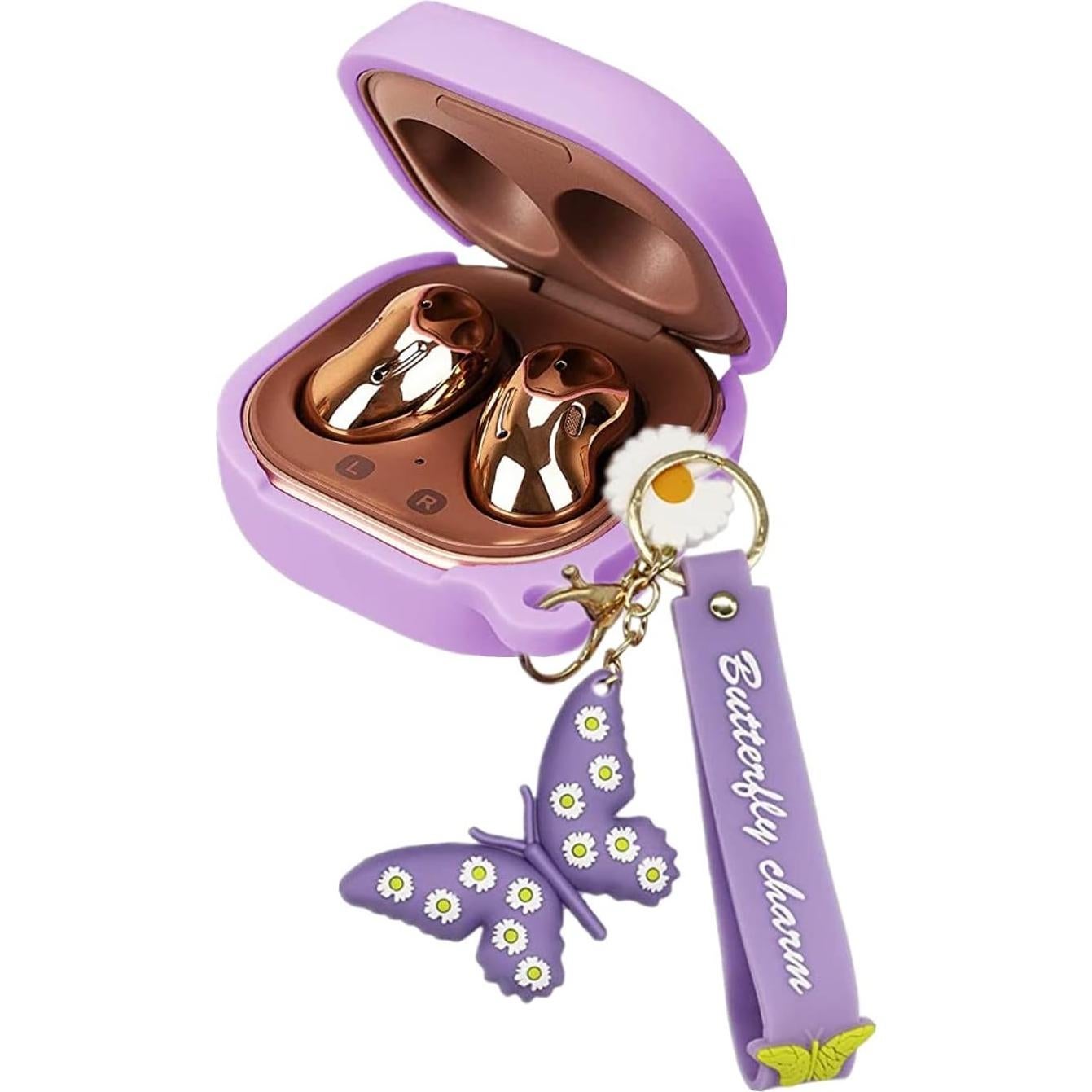 Funda de Silicona Rosa para Samsung Galaxy Buds 2 Pro con Llavero