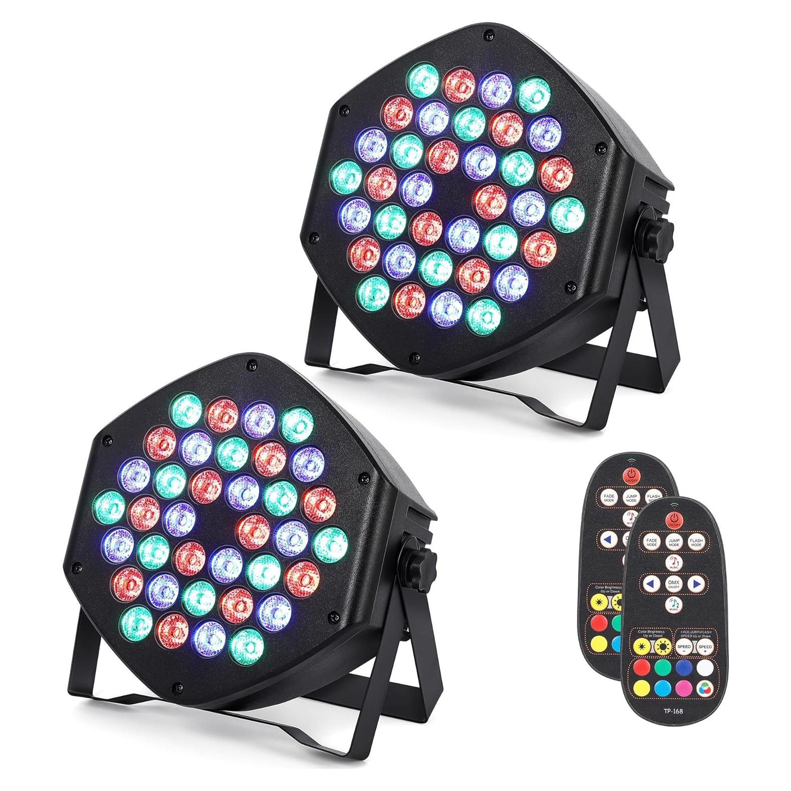Luces Par Recargables LUNSY 36 LED RGB DMX 2 Paquete