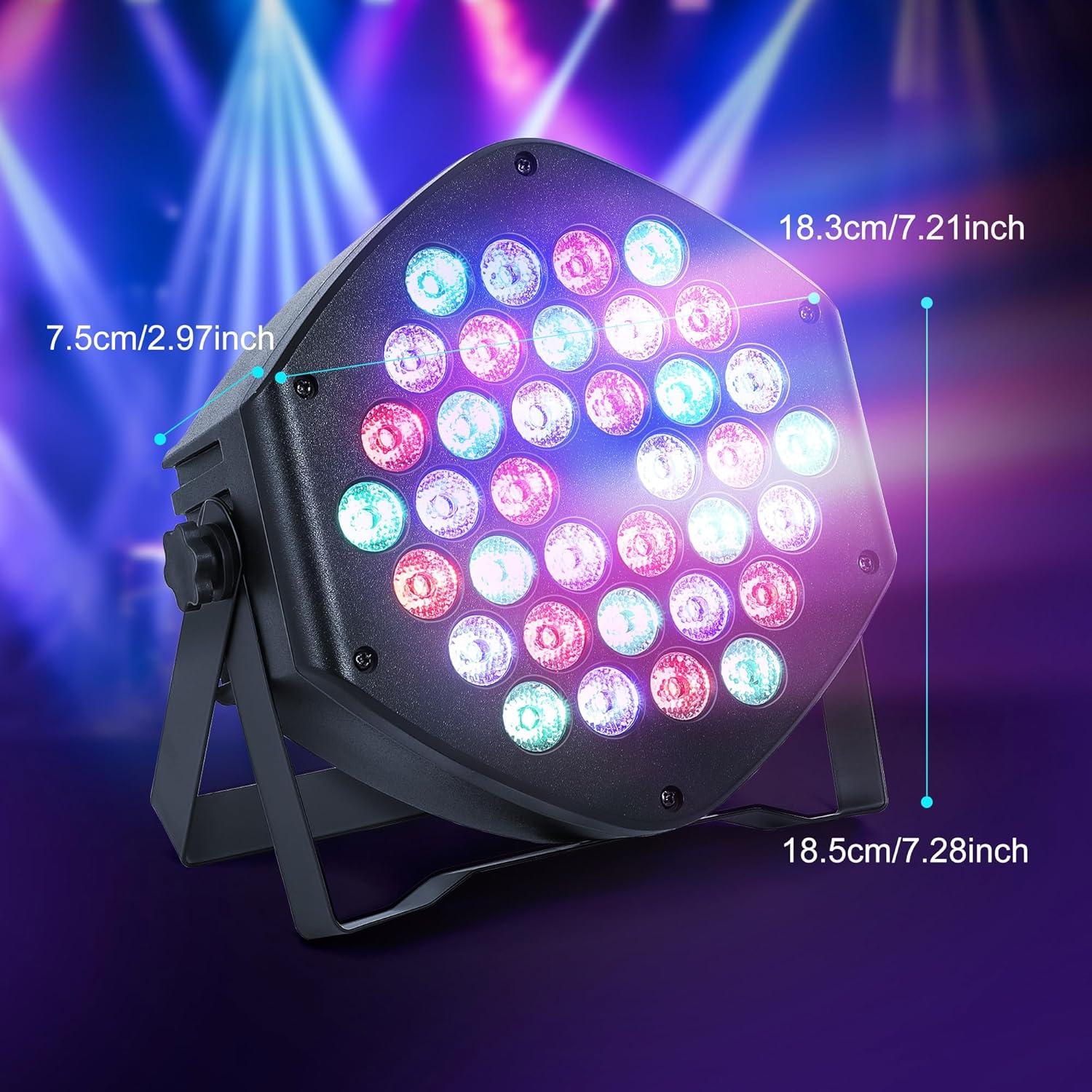 Luces Par Recargables LUNSY 36 LED RGB DMX 2 Paquete