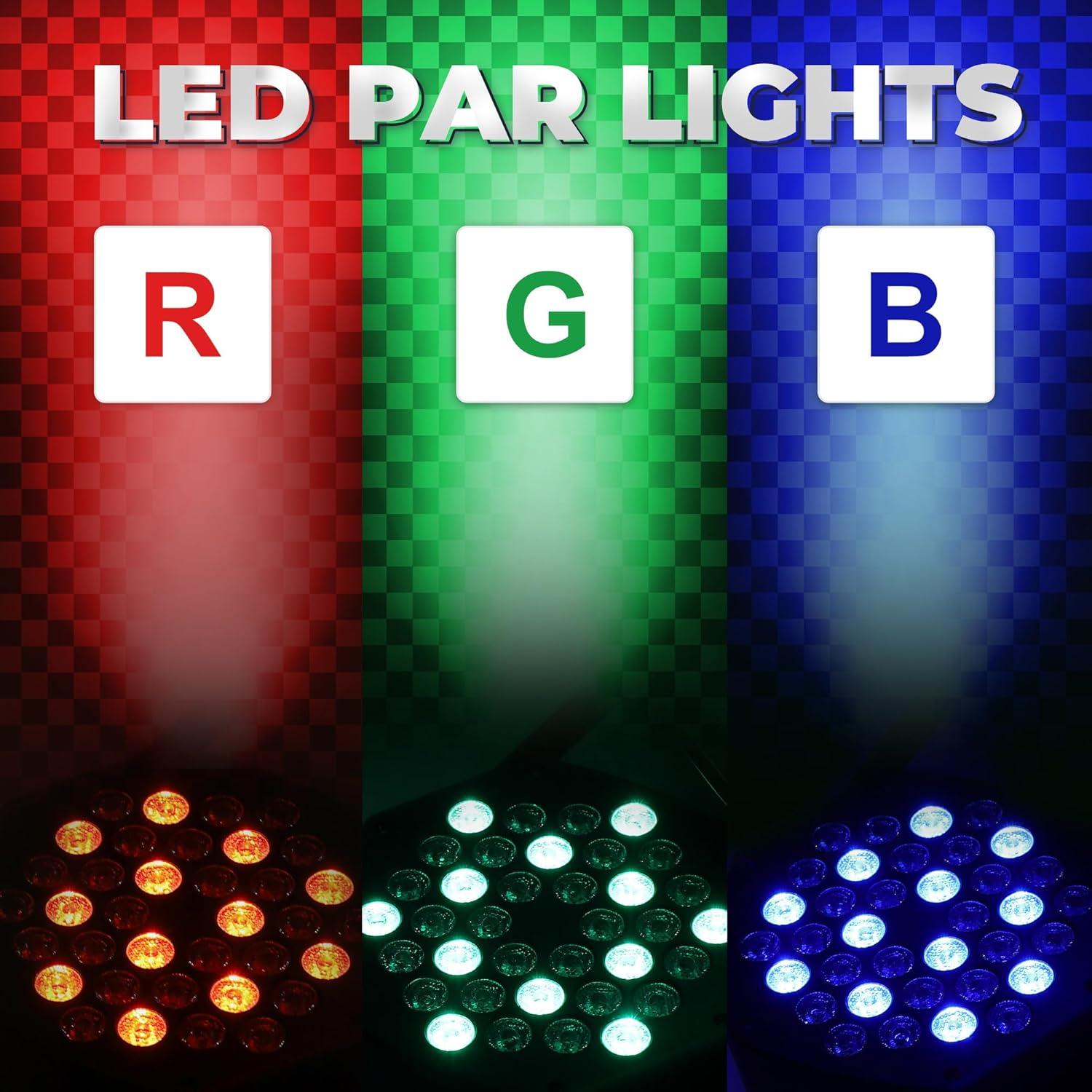 Luces Par Recargables LUNSY 36 LED RGB DMX 2 Paquete