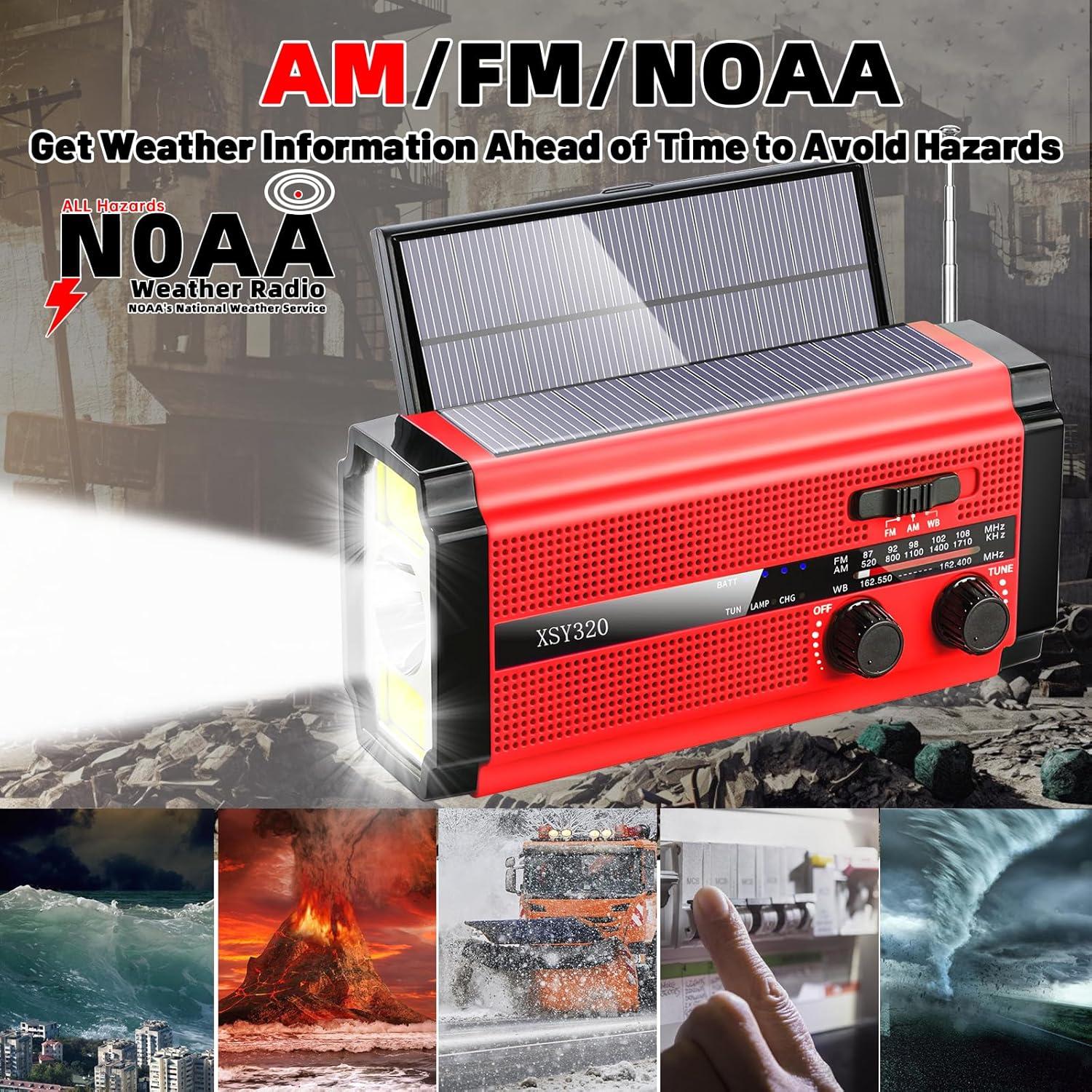 Radio Meteorológica de Emergencia QAUYYW Rojo 5 Modos Carga