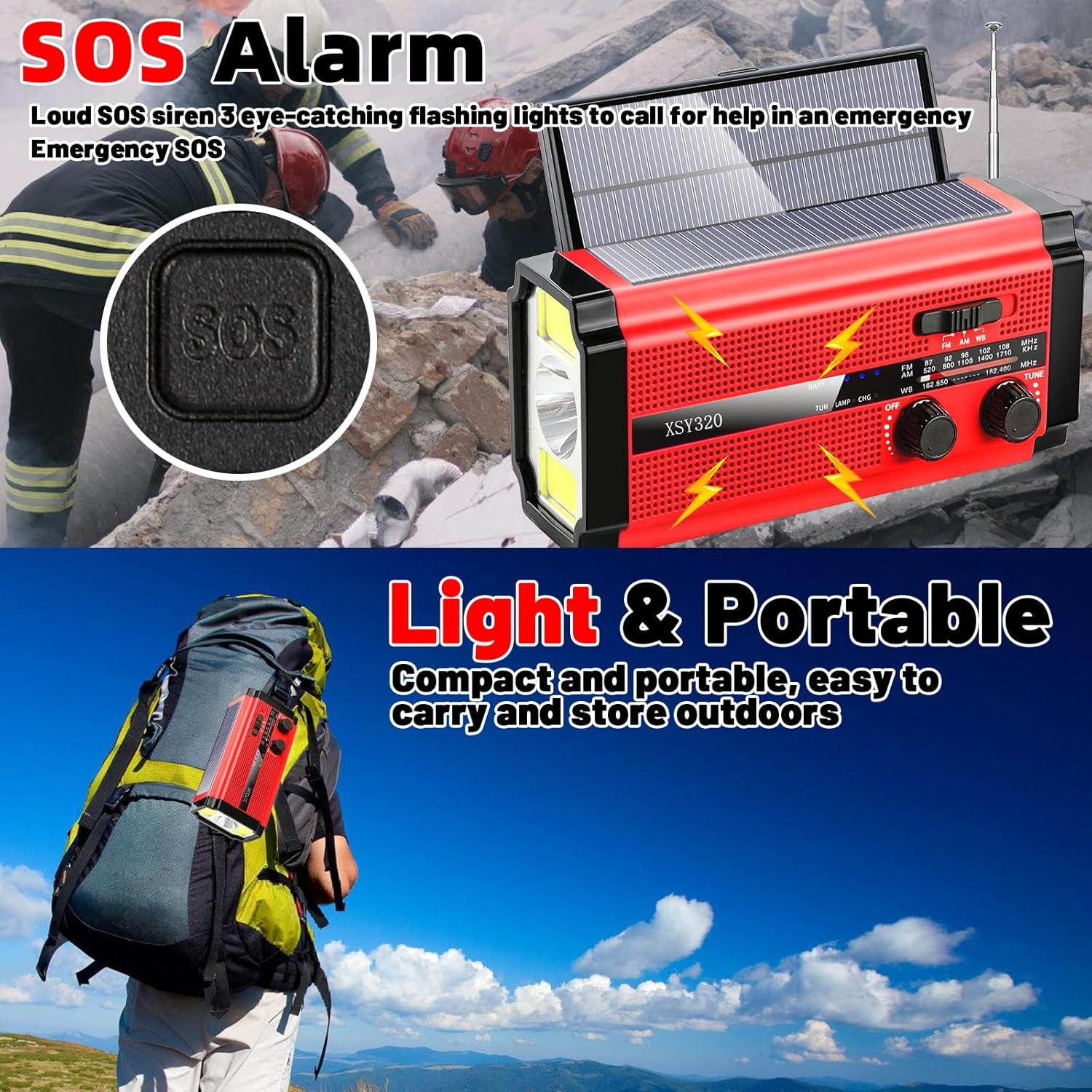 Radio Meteorológica de Emergencia QAUYYW Rojo 5 Modos Carga