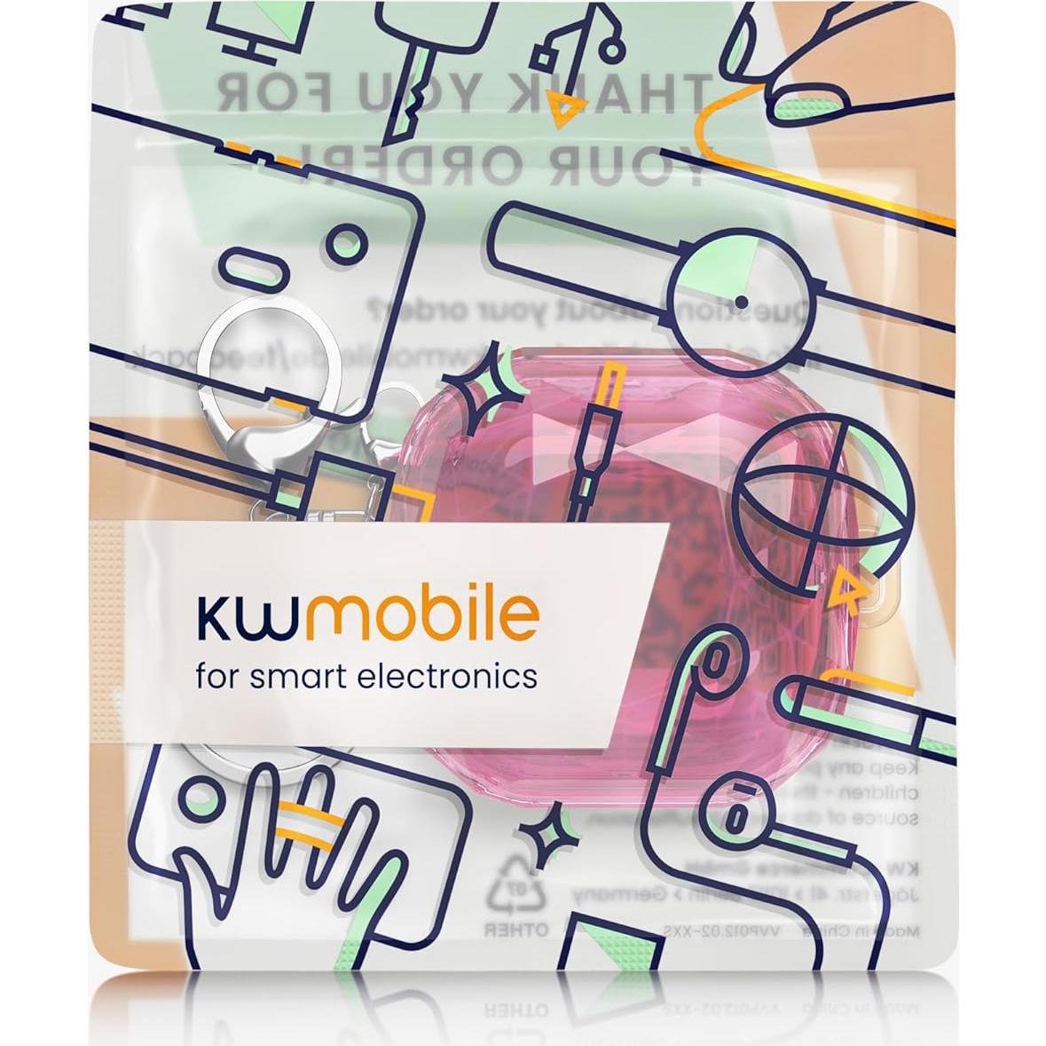 Funda Dura kwmobile para Auriculares Samsung Galaxy Buds - Transparente/Rosa