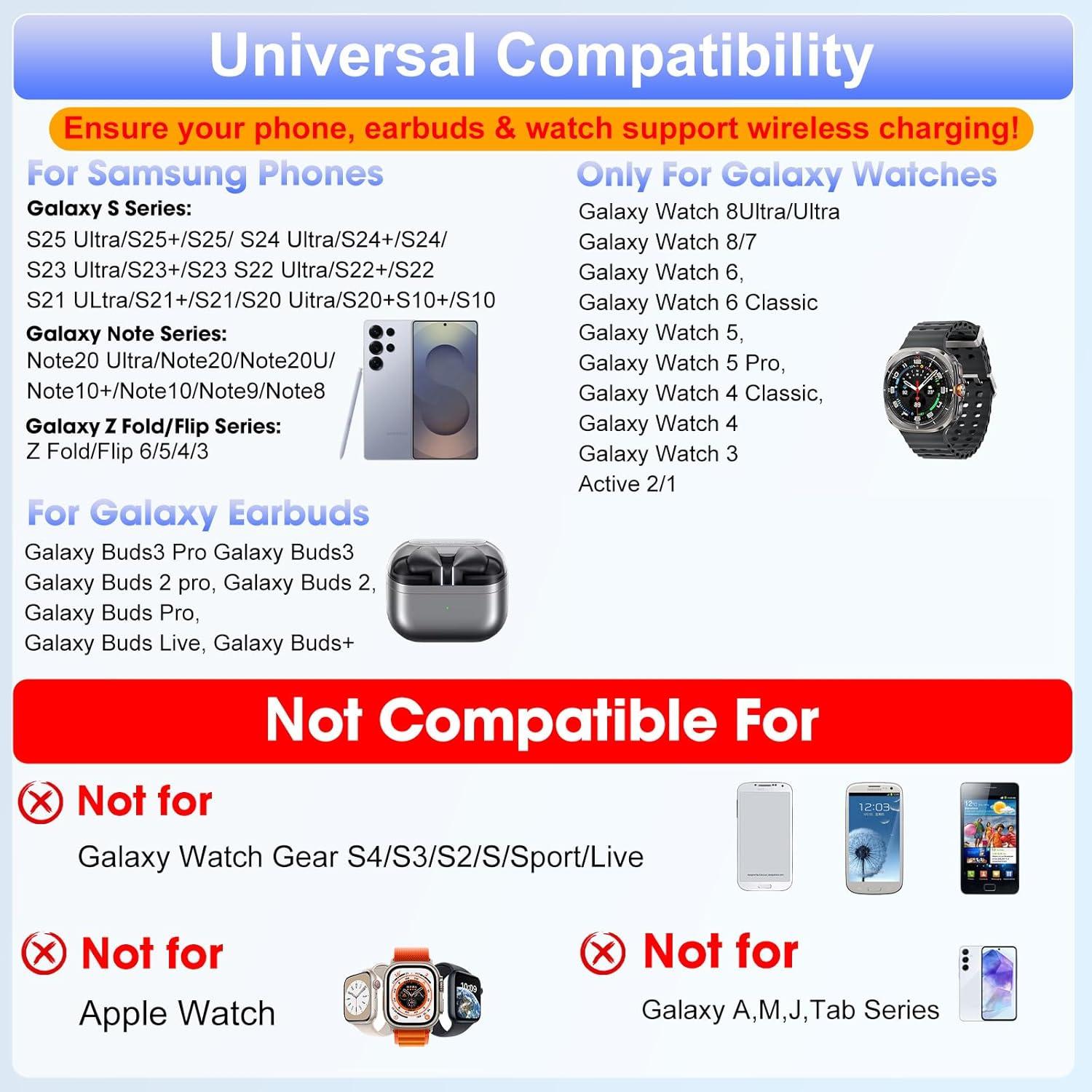 Cargador Inalámbrico 6 en 1 Samsung con Reloj Despertador Negro