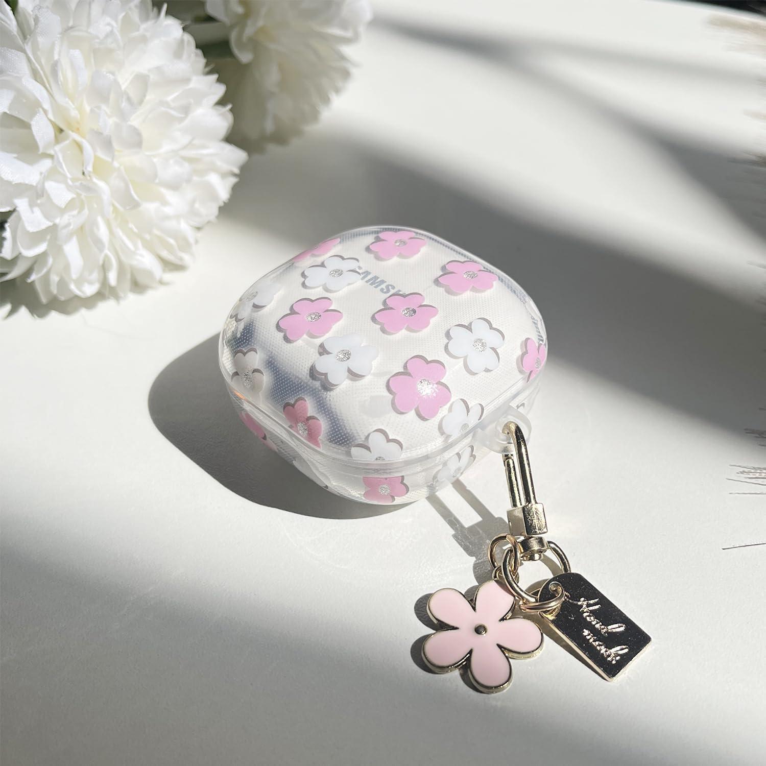 Funda Floral Rosa para Galaxy Buds Pro 2 / Buds 2 / FE con Llavero