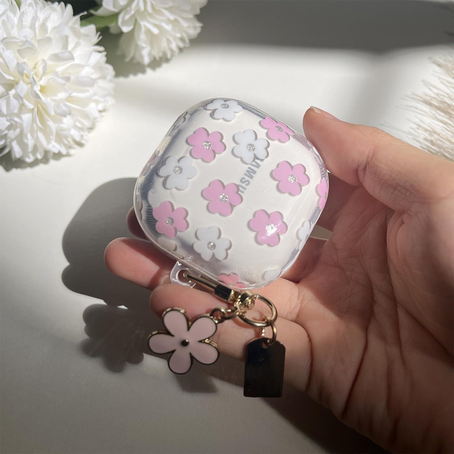 Funda Floral Rosa para Galaxy Buds Pro 2 / Buds 2 / FE con Llavero