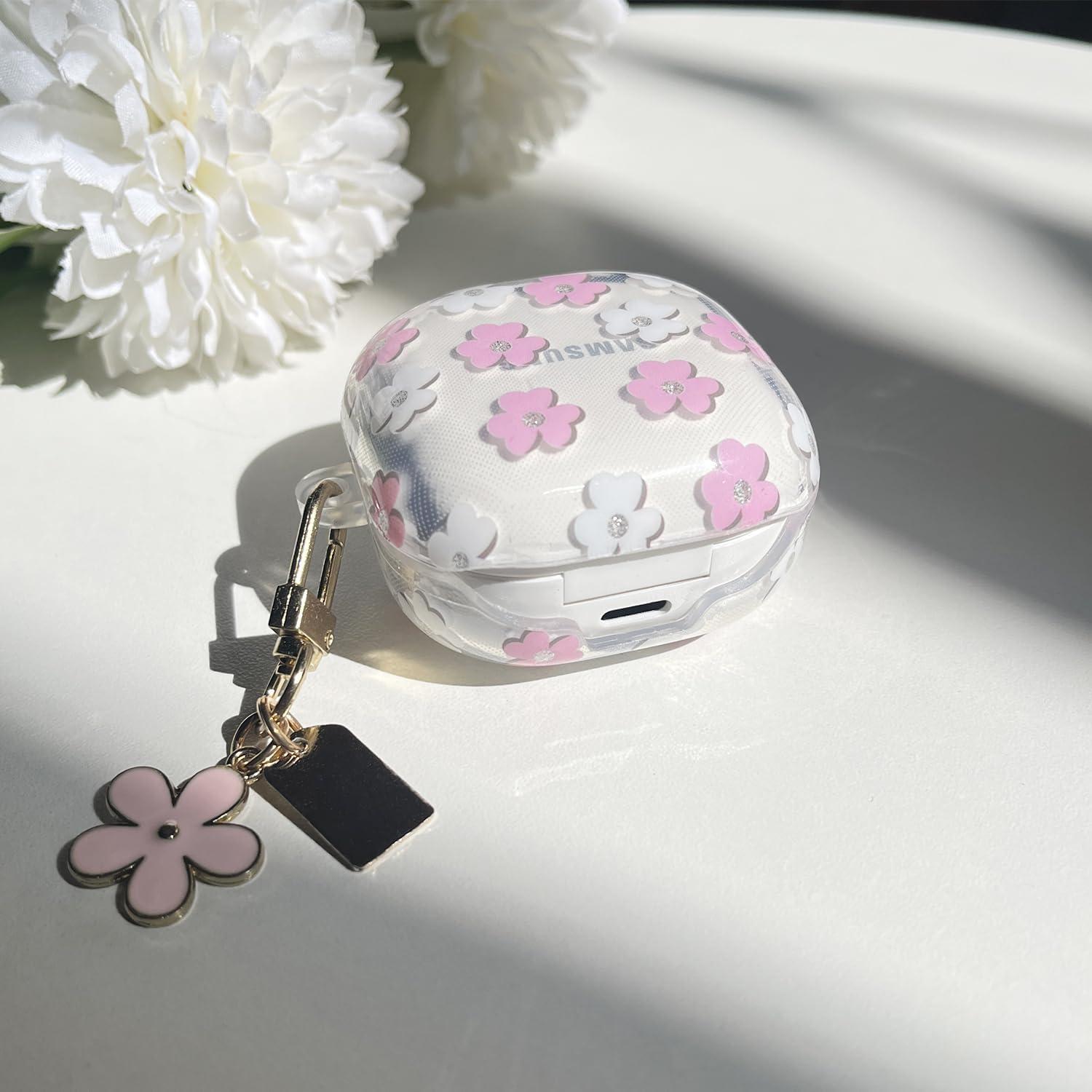 Funda Floral Rosa para Galaxy Buds Pro 2 / Buds 2 / FE con Llavero