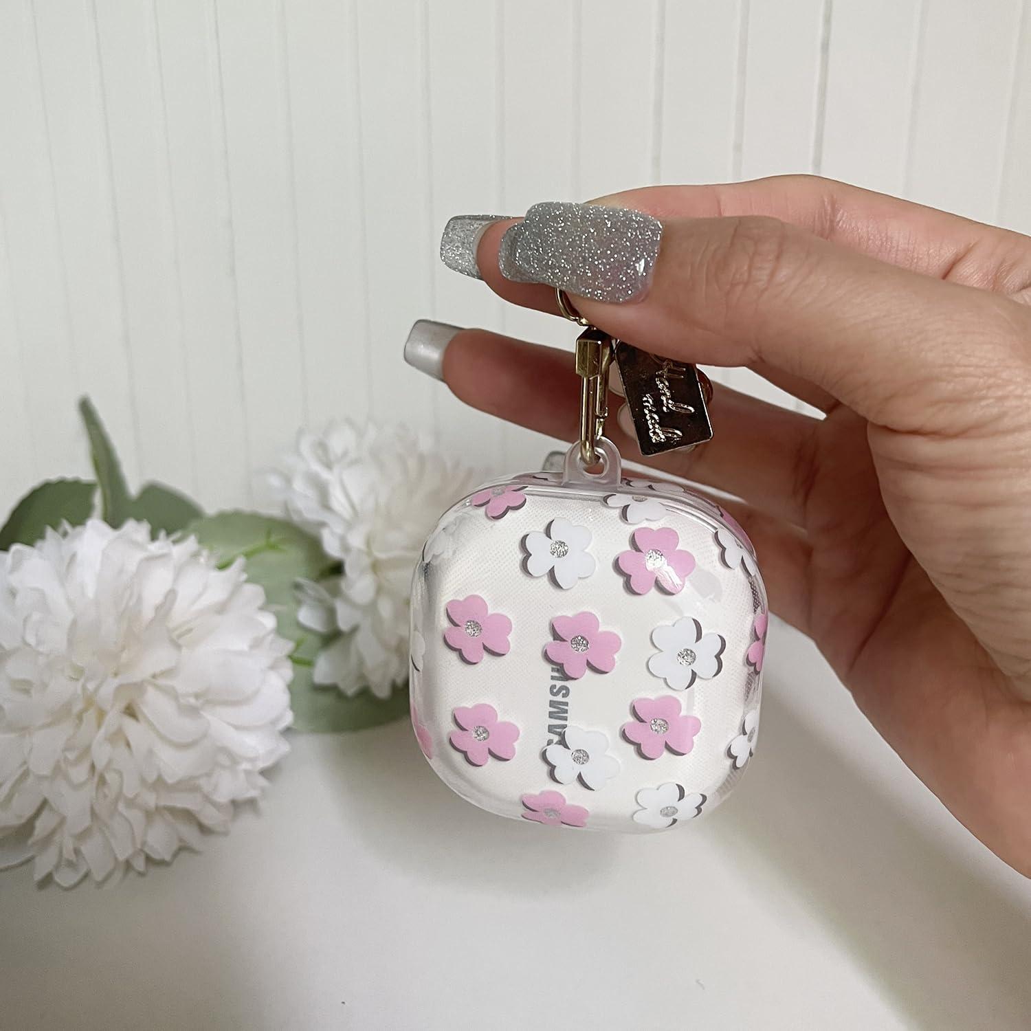 Funda Floral Rosa para Galaxy Buds Pro 2 / Buds 2 / FE con Llavero