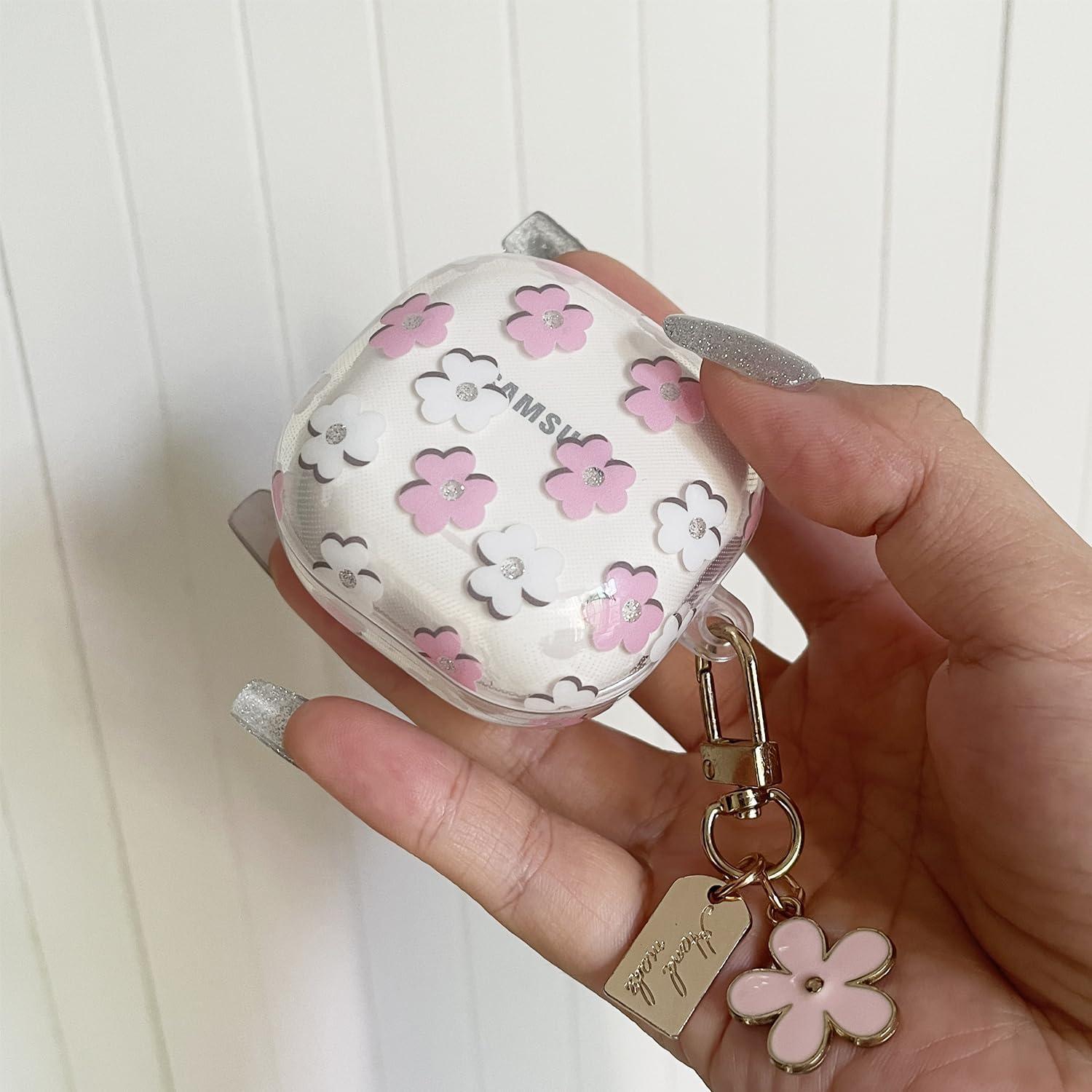 Funda Floral Rosa para Galaxy Buds Pro 2 / Buds 2 / FE con Llavero