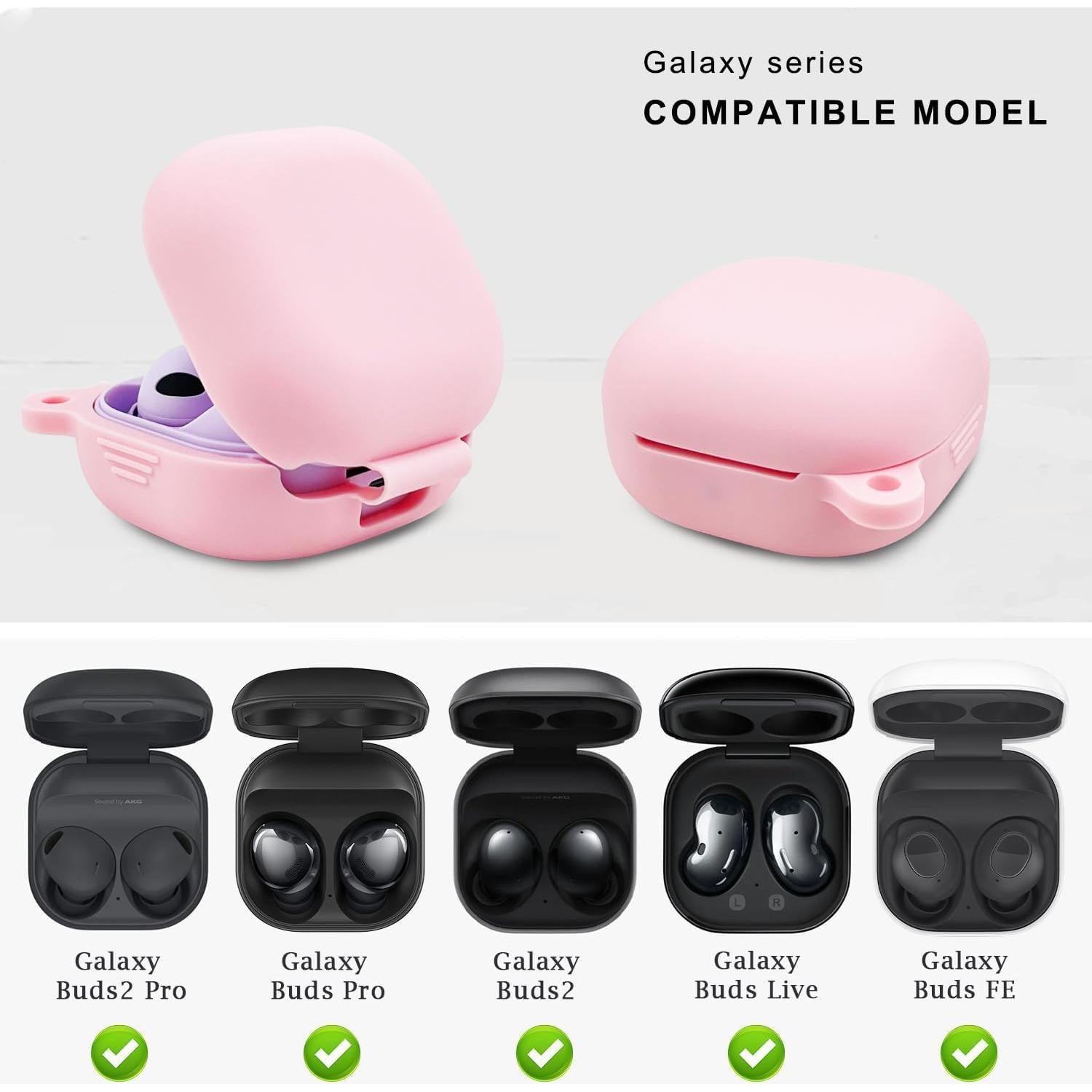 Funda de Silicona KOUJAON Rosa para Galaxy Buds FE/2 Pro/2/Live