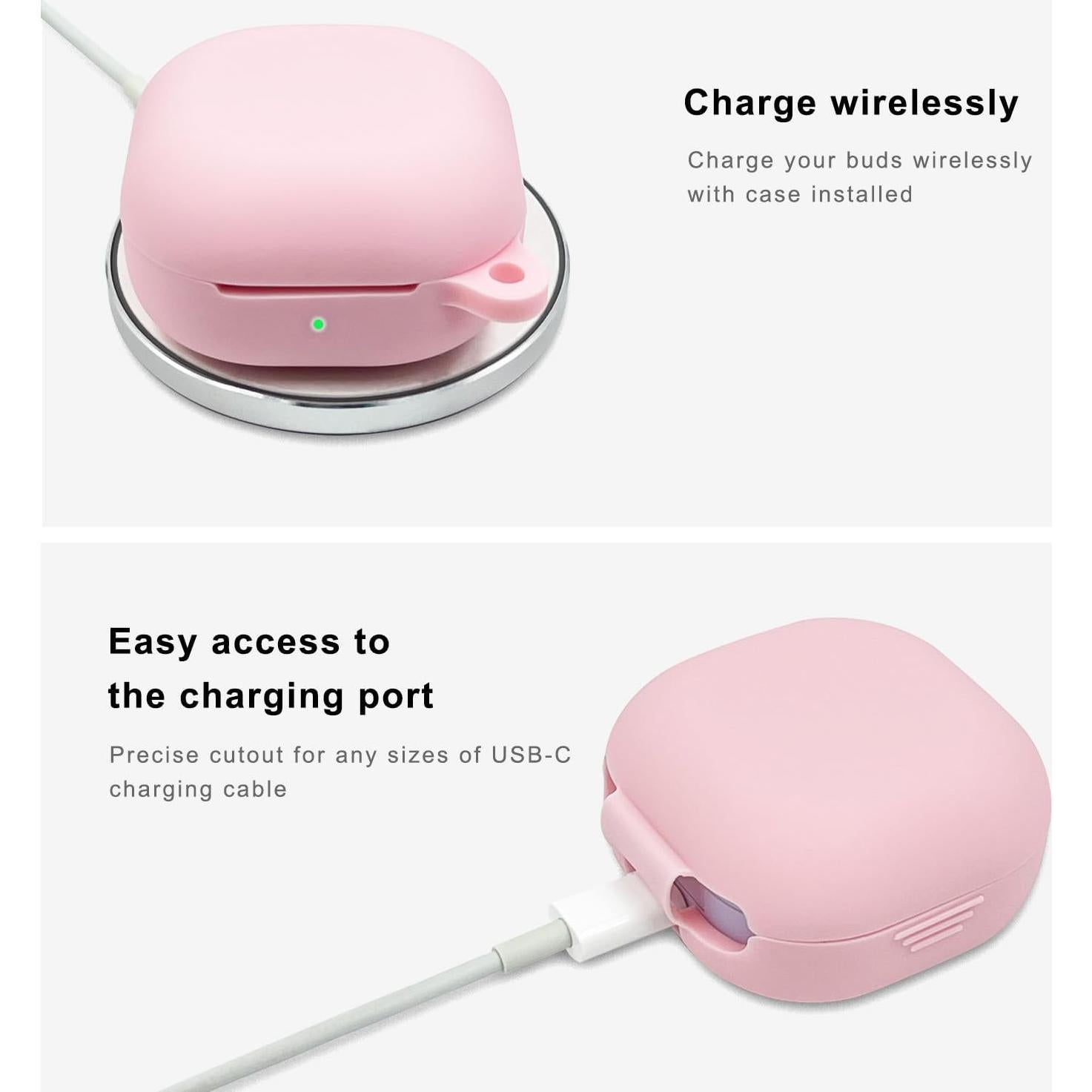 Funda de Silicona KOUJAON Rosa para Galaxy Buds FE/2 Pro/2/Live