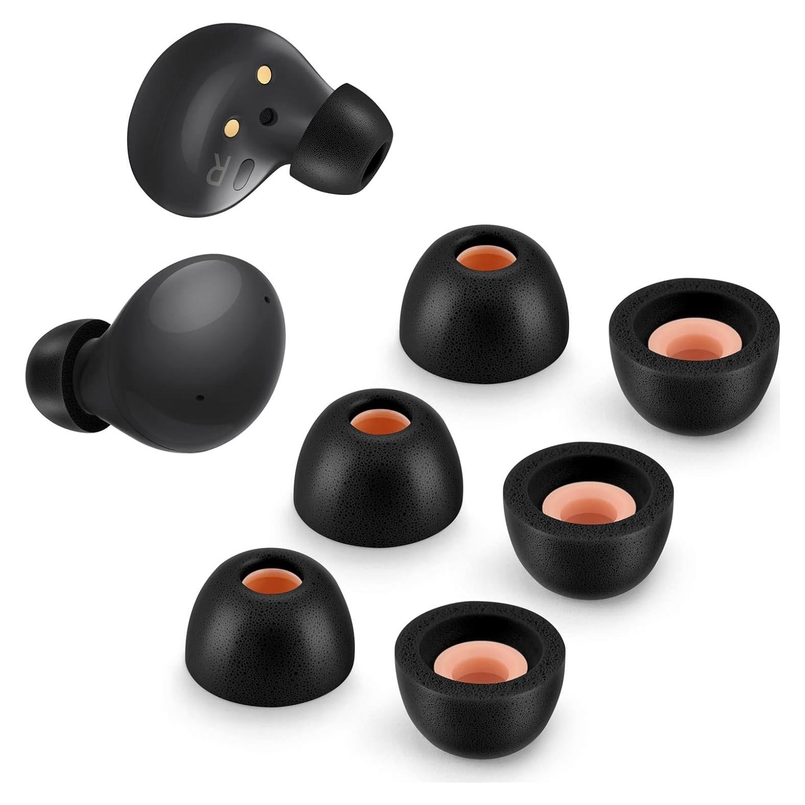 Consejos de Espuma de Memoria para Galaxy Buds 2 y Plus - 3 Pares, Negro