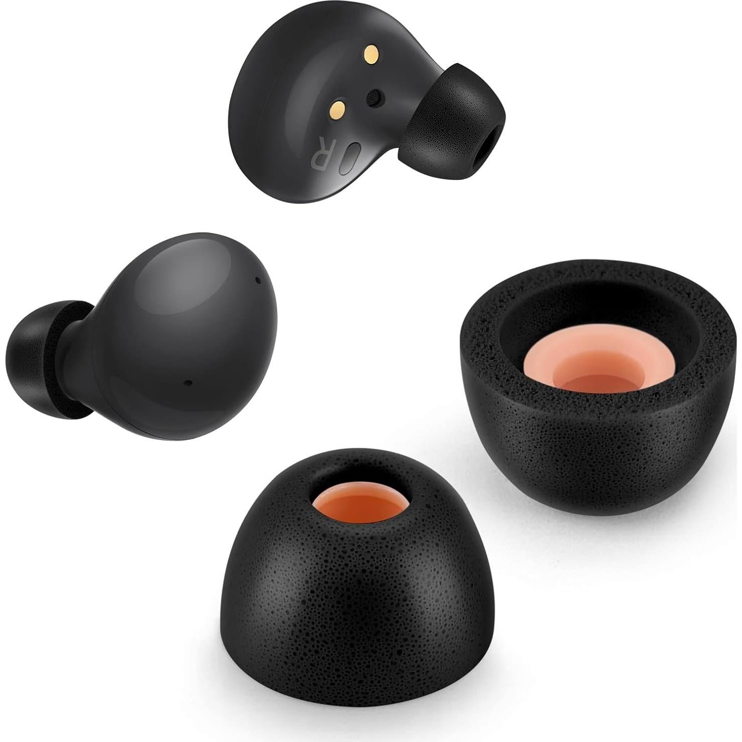 Consejos de Espuma de Memoria para Galaxy Buds 2 y Plus - 3 Pares, Negro