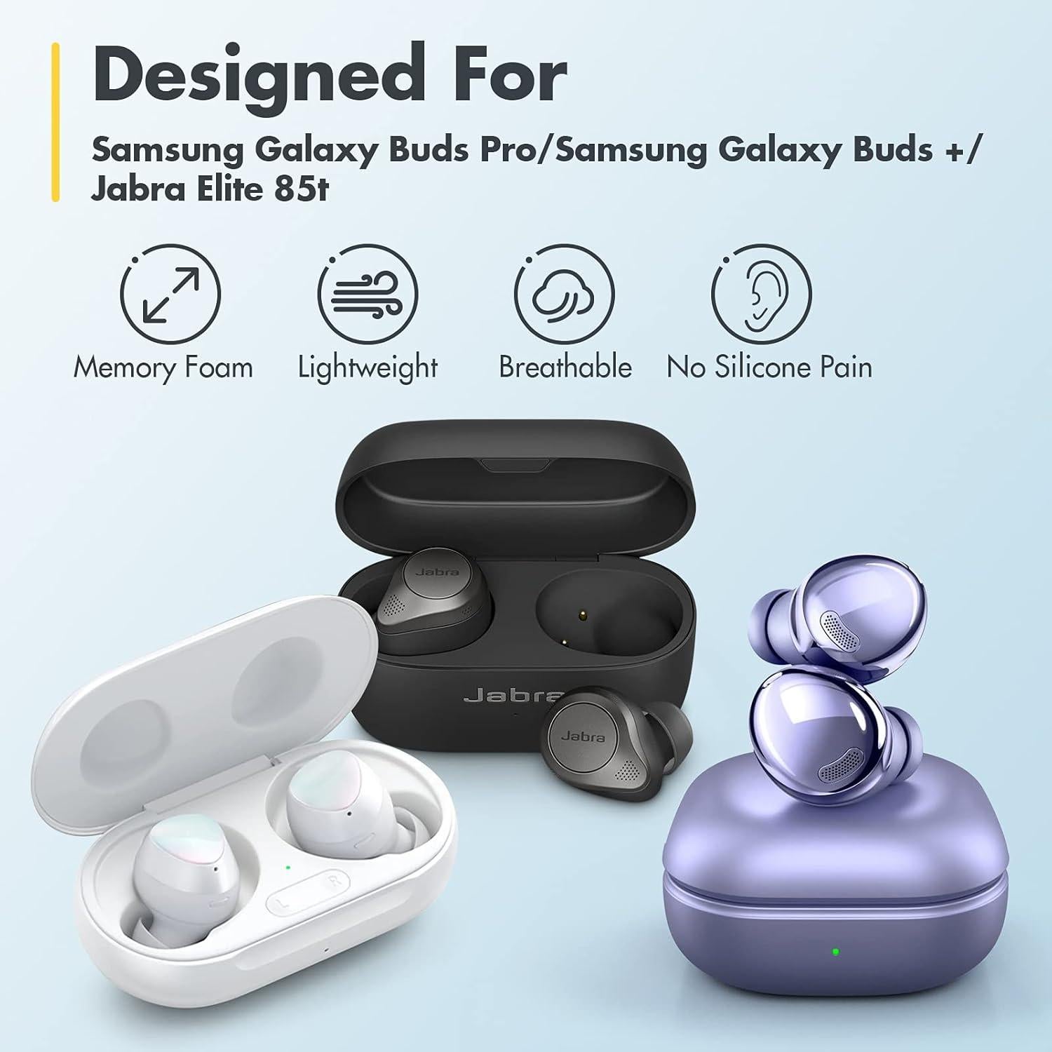Tapones de Espuma de Memoria ABAZAR para Galaxy Buds Pro - 3 Pares S/M/L