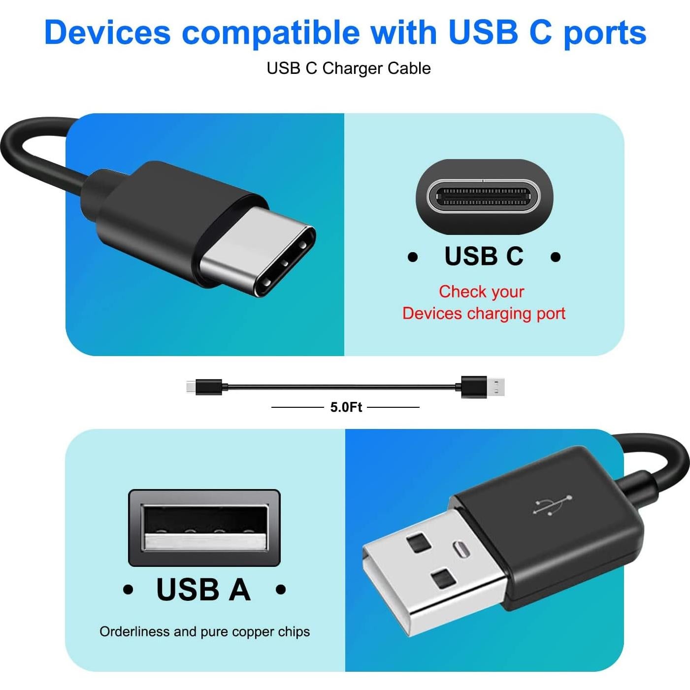Cable de carga USB-C para JBL Charge 4/5/6, Flip 5/6/7