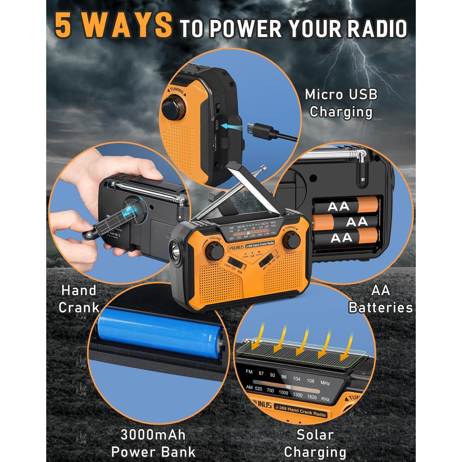 Radio Meteorológica de Emergencia PRUNUS J-369 10000mAh Solar
