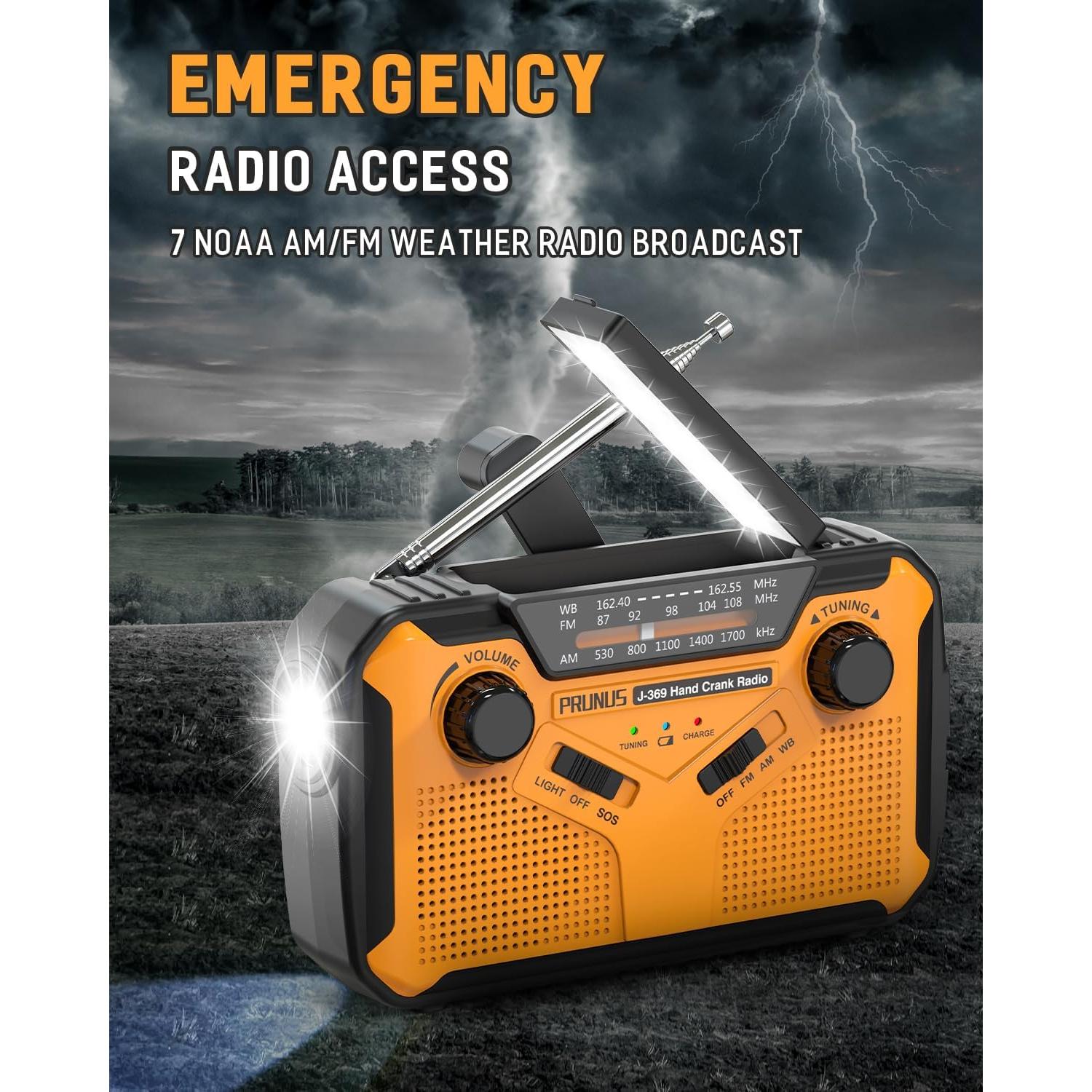 Radio Meteorológica de Emergencia PRUNUS J-369 10000mAh Solar