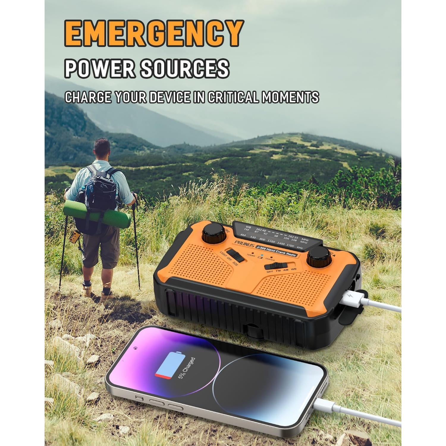 Radio Meteorológica de Emergencia PRUNUS J-369 10000mAh Solar