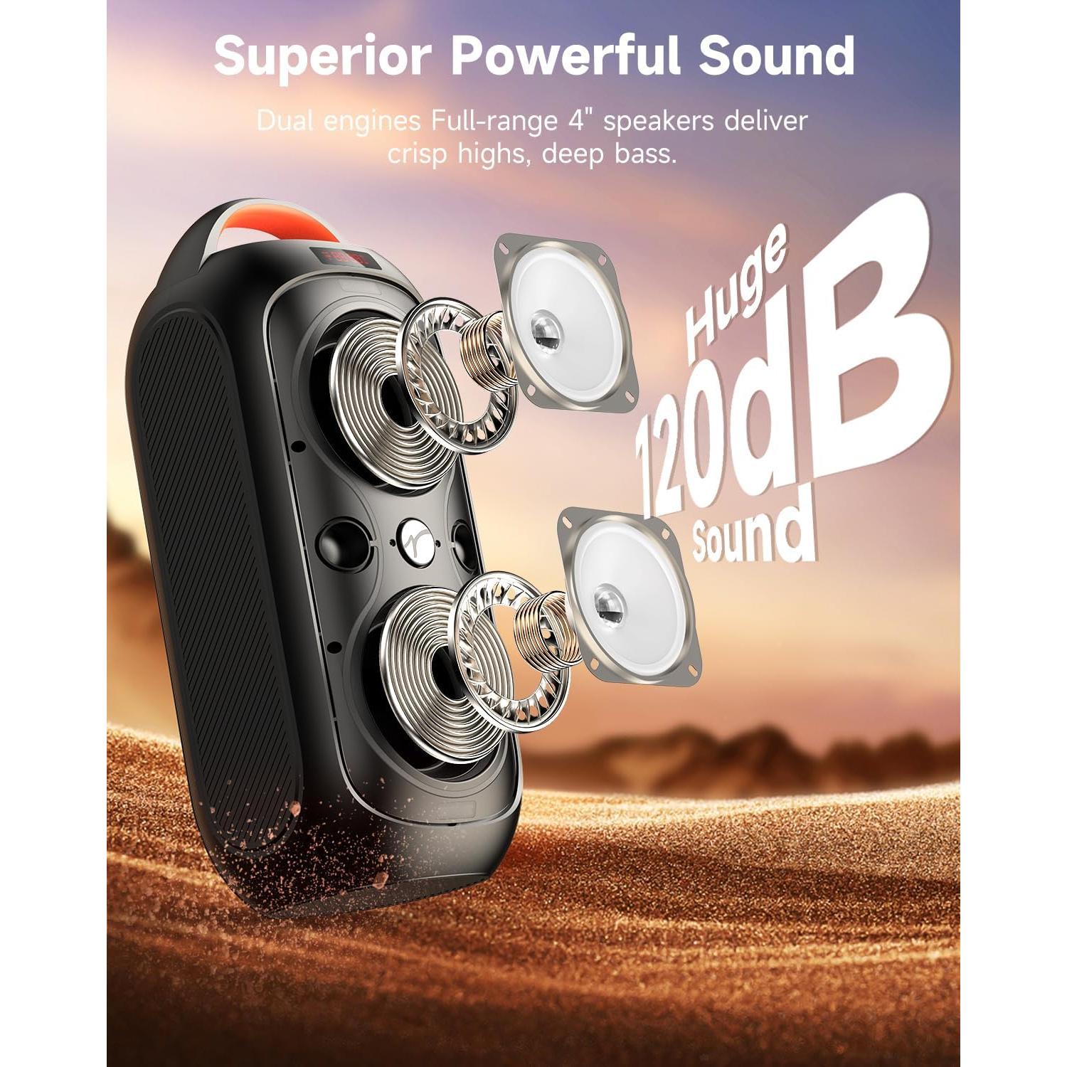 Altavoz Bluetooth Halokin DF-720 40W 120dB Portátil con Luces LED