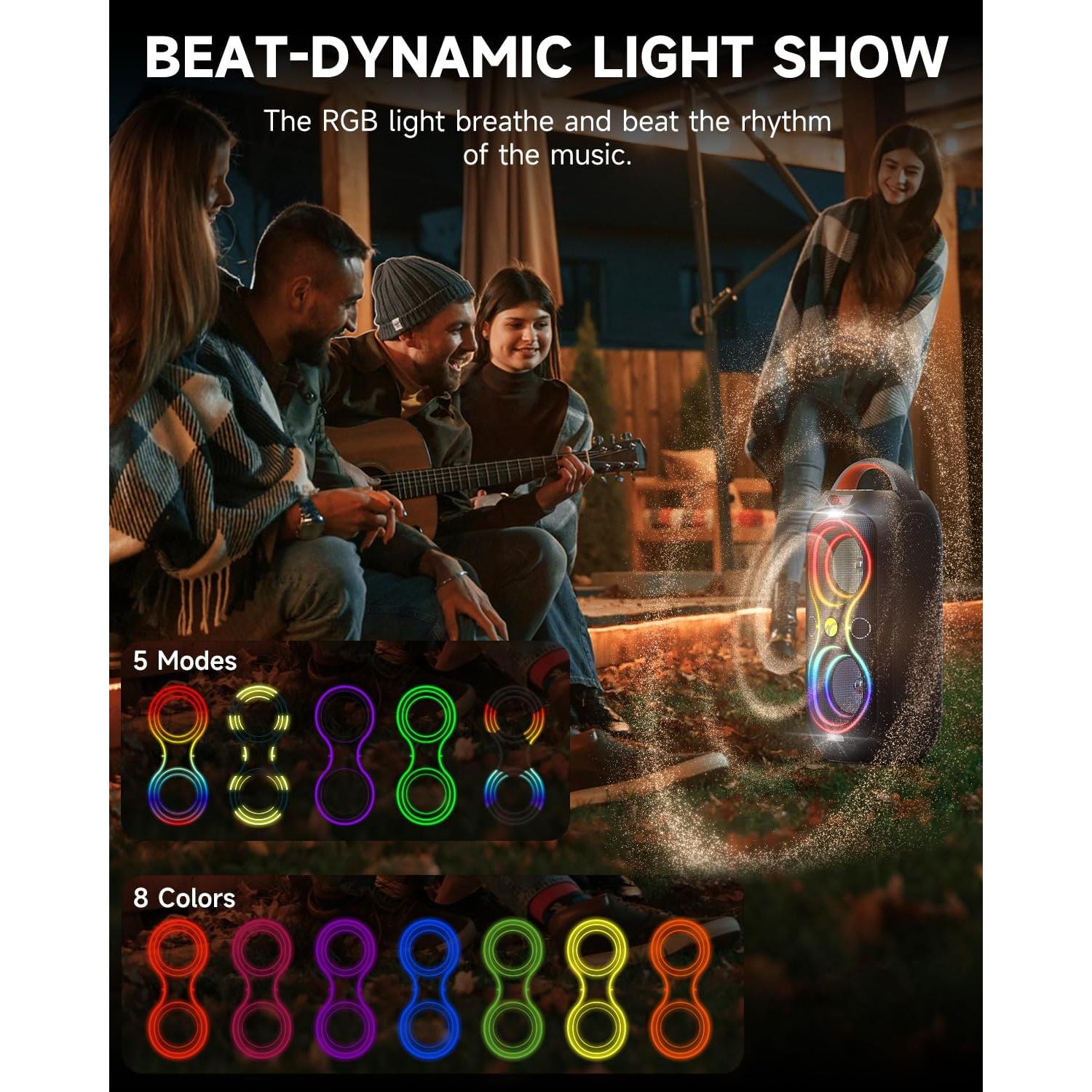 Altavoz Bluetooth Halokin DF-720 40W 120dB Portátil con Luces LED